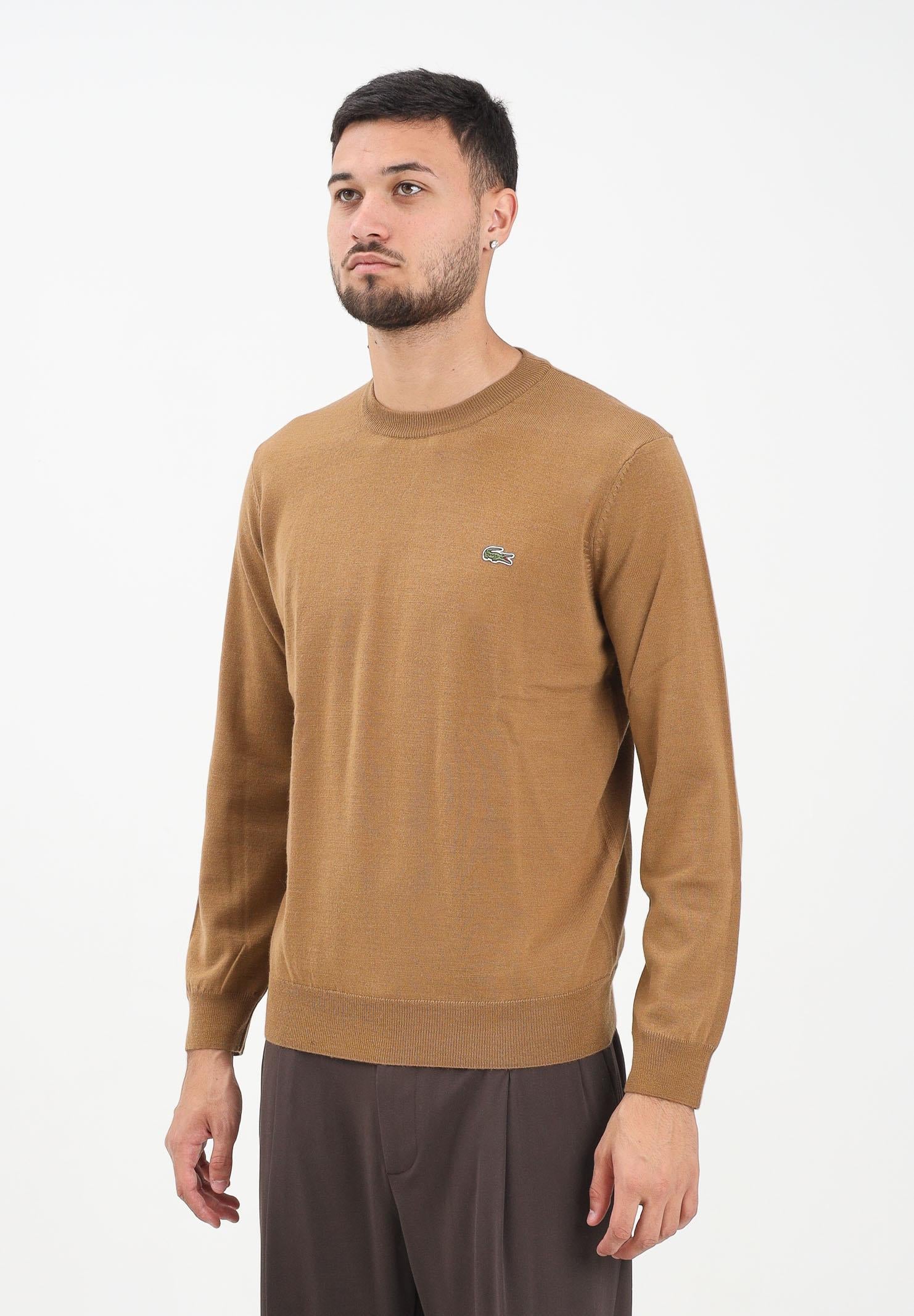 LACOSTE Maglioncino girocollo cammello da uomo AH3225 DPC LACOSTE