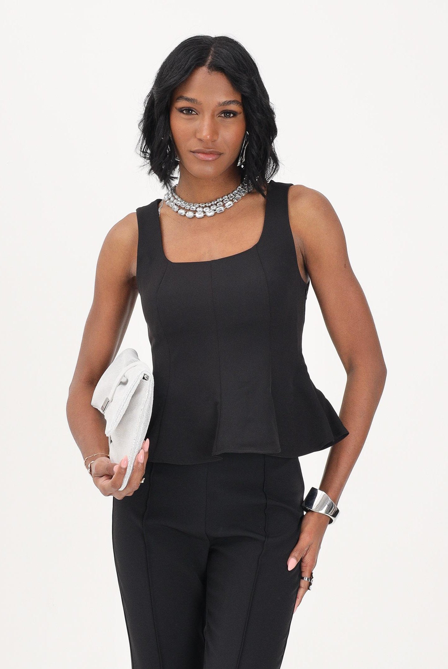 ONLY Top nero da donna con scollo squadrato 15367275 BL ONLY
