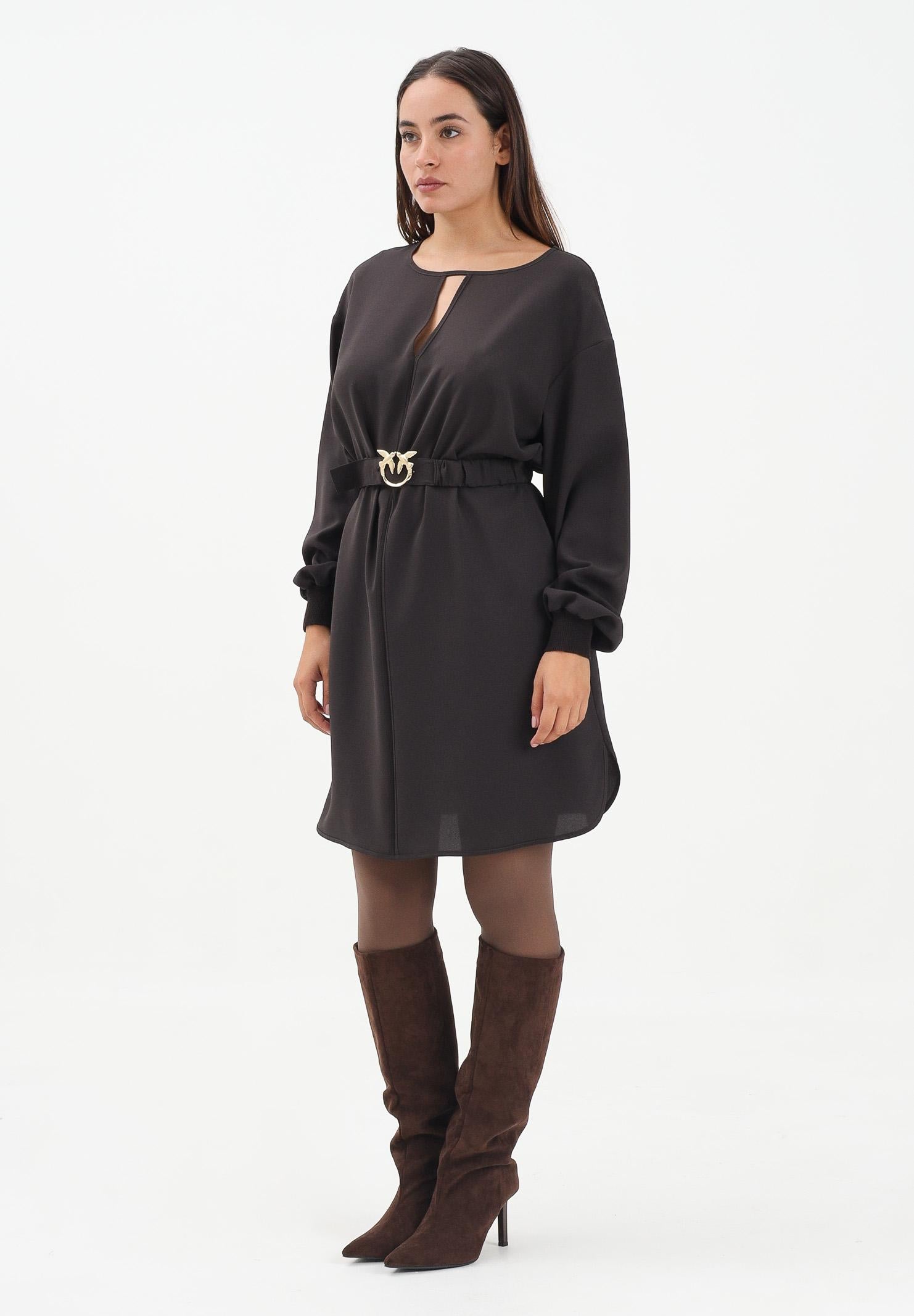 PINKO Abito corto marrone da donna con cintura 105586A2QW M04 PINKO