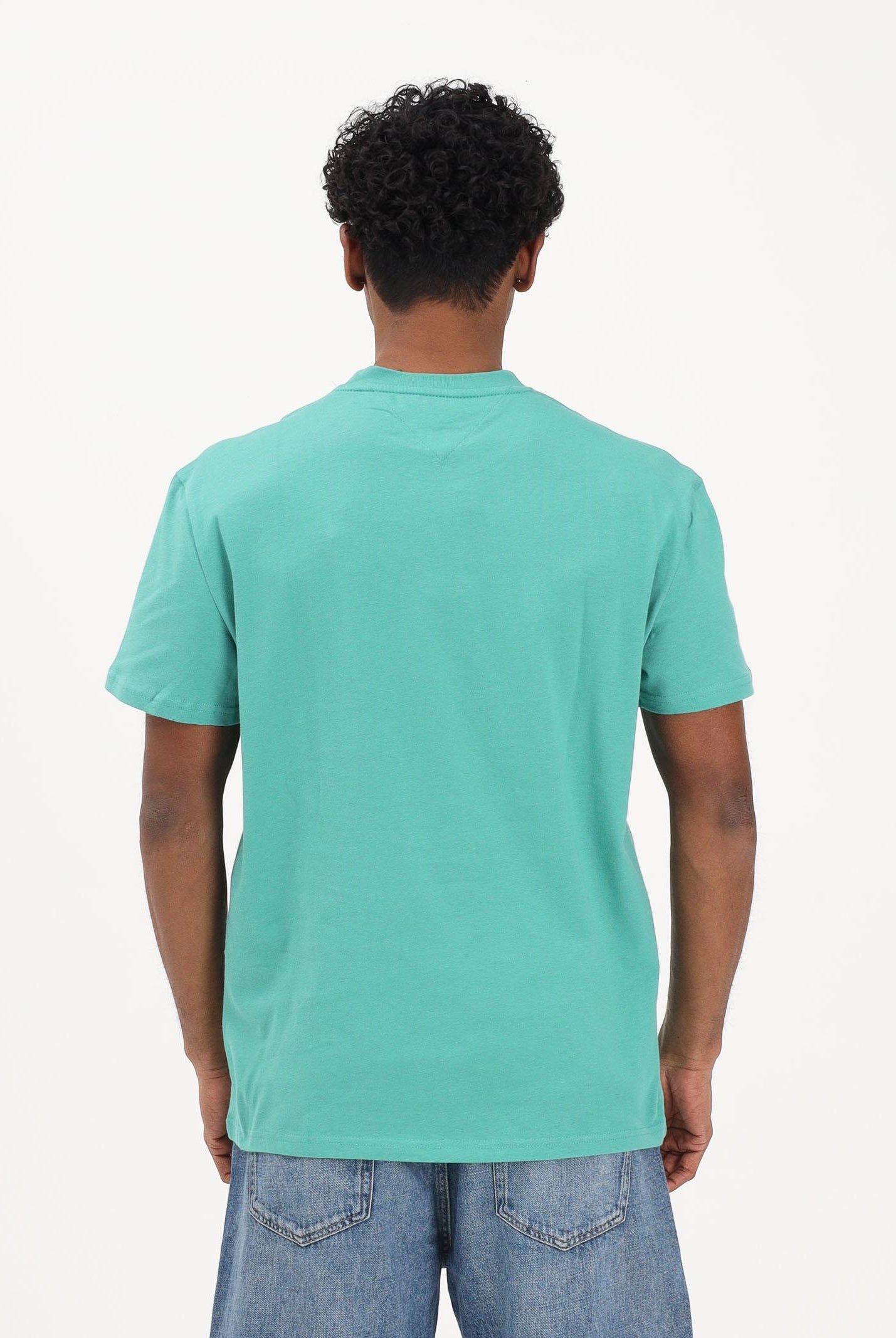 TOMMY JEANS T-shirt a manica corta Flag Badge verde da uomo DM0DM22645 L5Y TOMMY JEANS