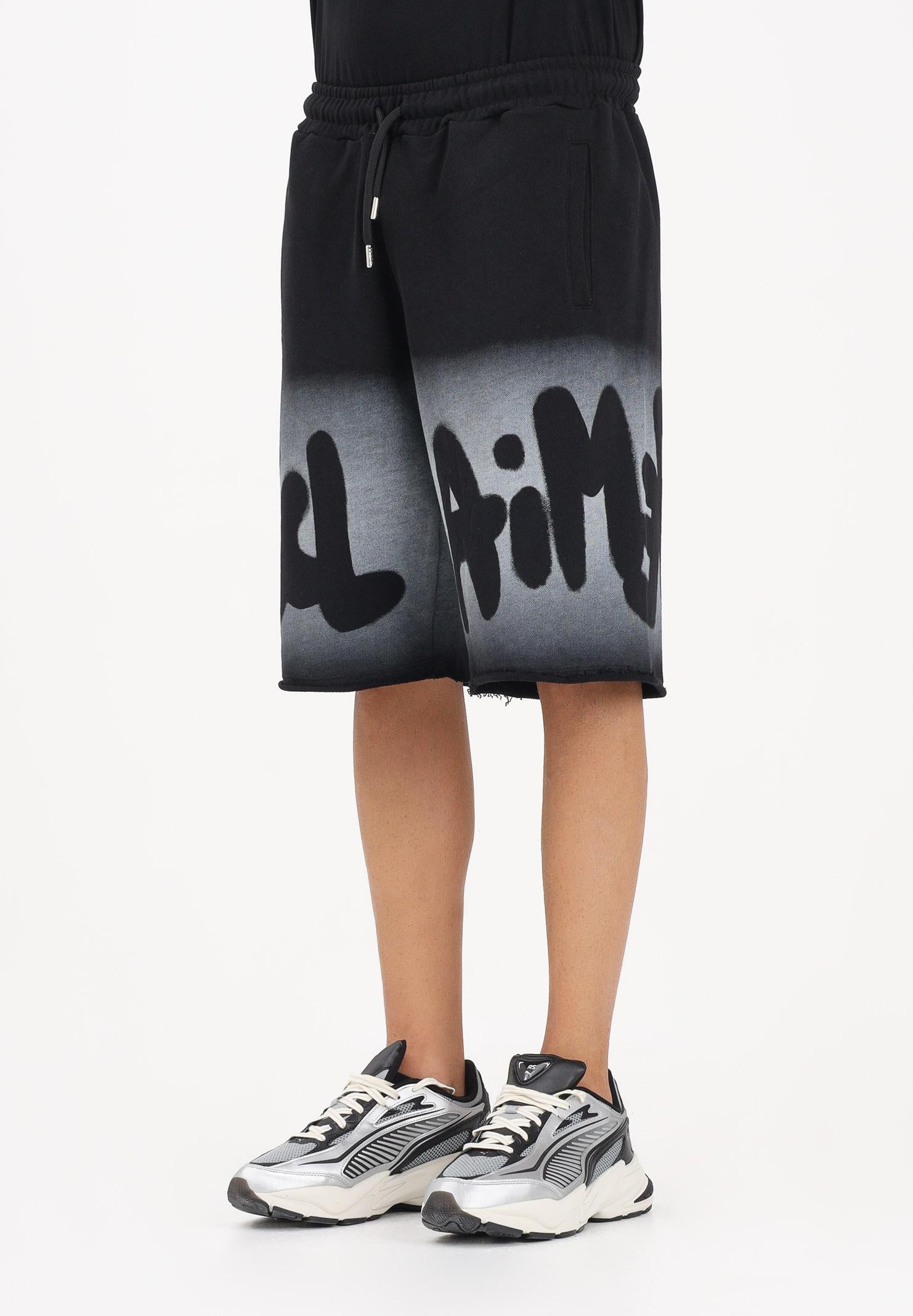 DISCLAIMER Shorts sportivo nero da uomo con stampa logo in stile graffiti 26EDS55420 NE DISCLAIMER