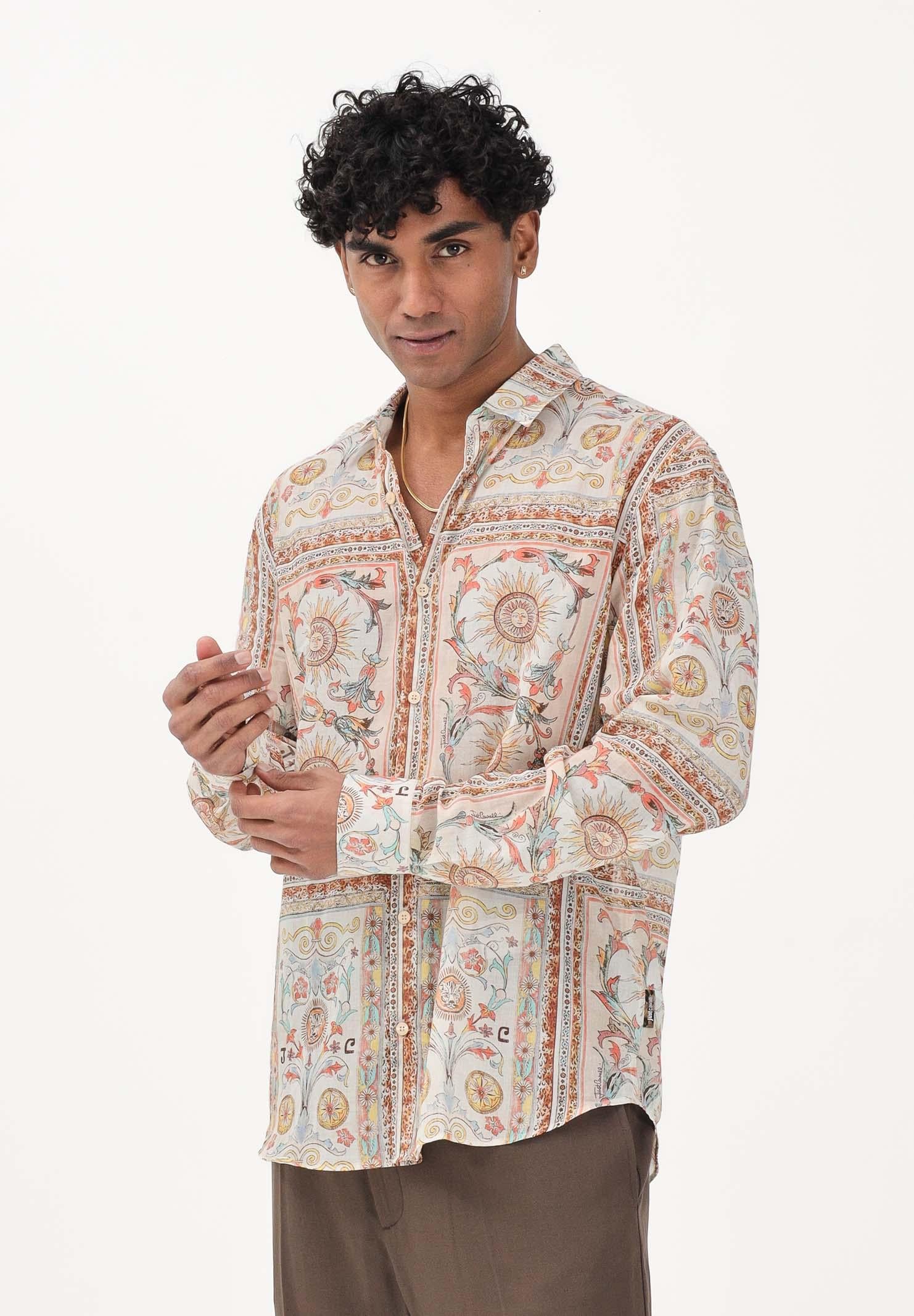 JUST CAVALLI Camicia a manica lunga multicolore da uomo con stampa ornamentale 80OAL210NS776 774 JUST CAVALLI