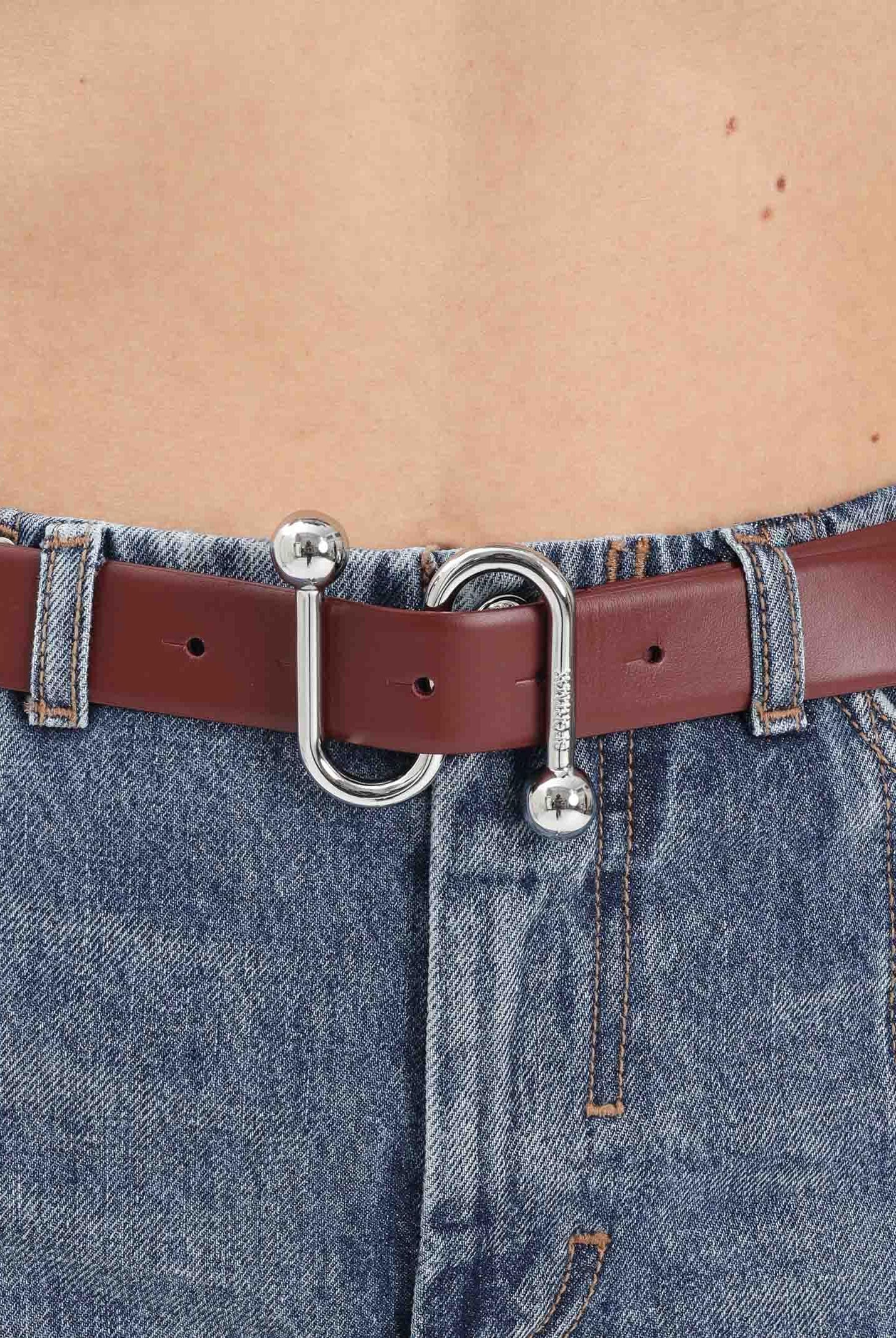 SPORTMAX Cintura bordeaux da donna in vitello liscio con fibbia a S 2612501021600 002 SPORTMAX