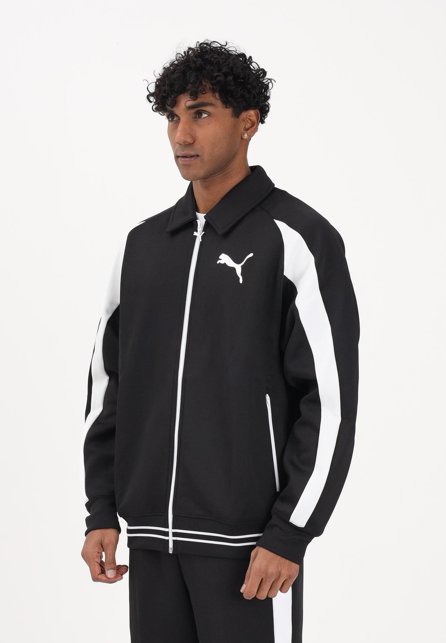 PUMA Felpa con zip T7 Big Cat nera da uomo 634400 01 PUMA