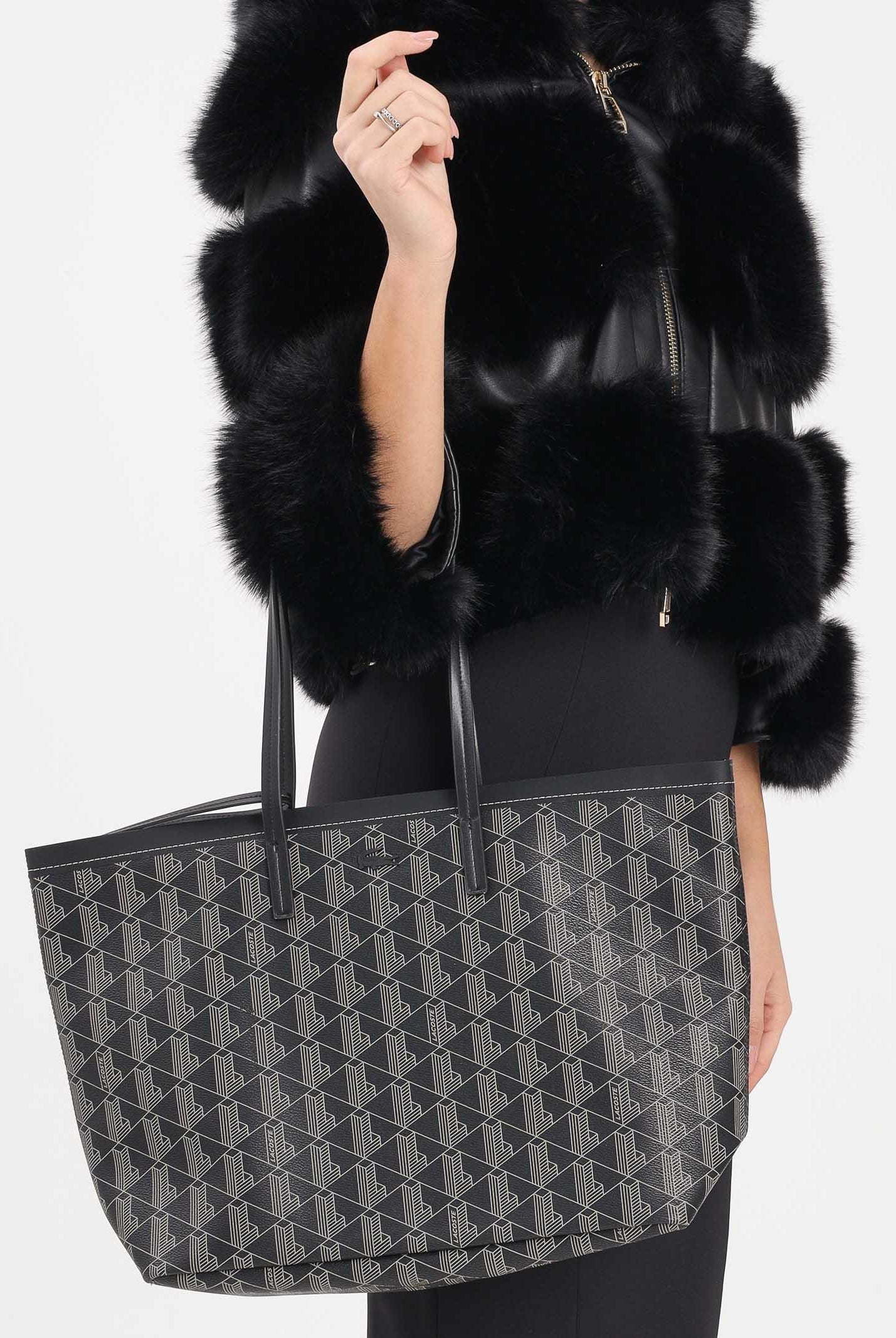 LACOSTE Shopper nera da donna con pochette Zely NF5001 N56 LACOSTE