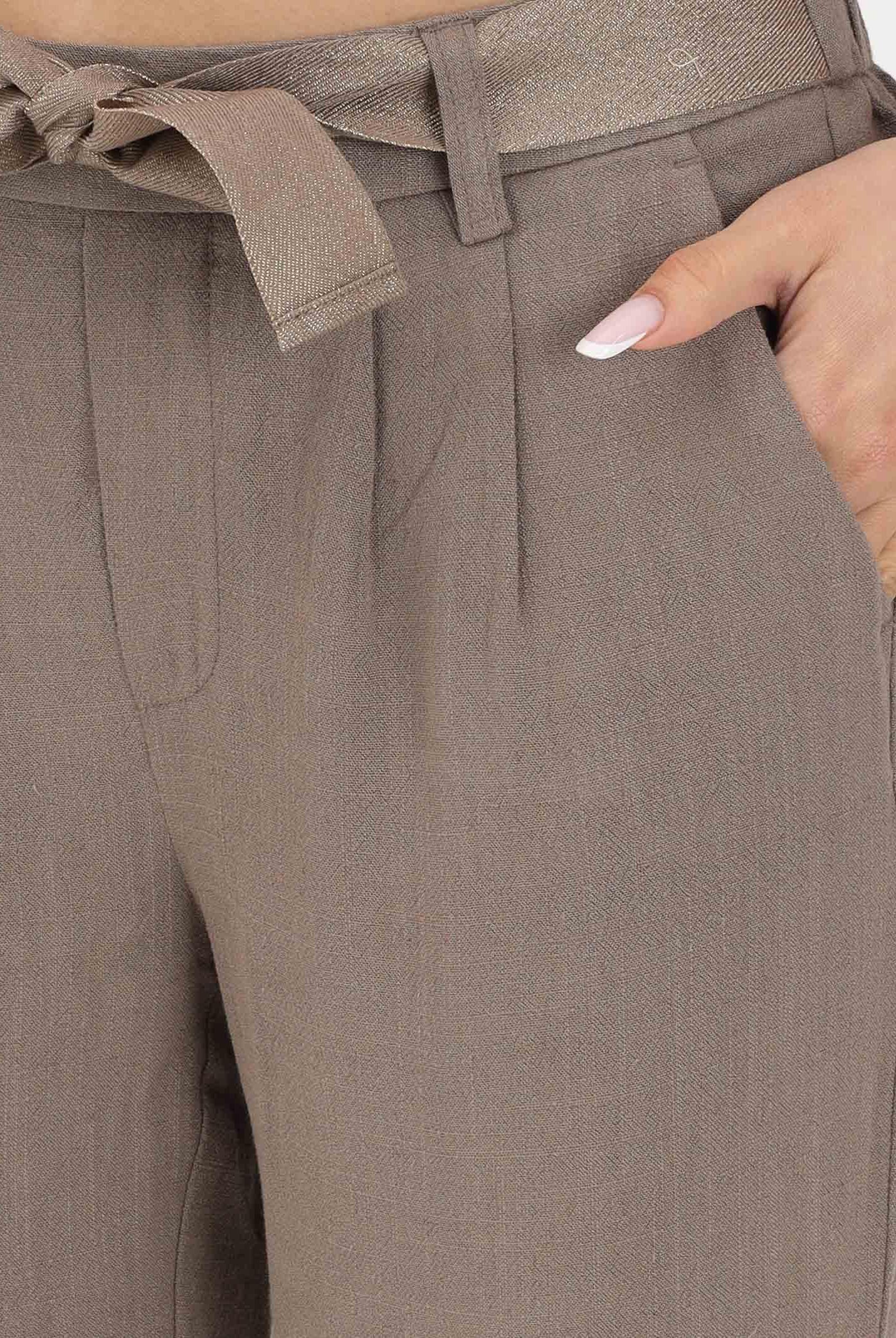 ONLY Pantalone marrone da donna con cintura coordinata 15367751 WA ONLY