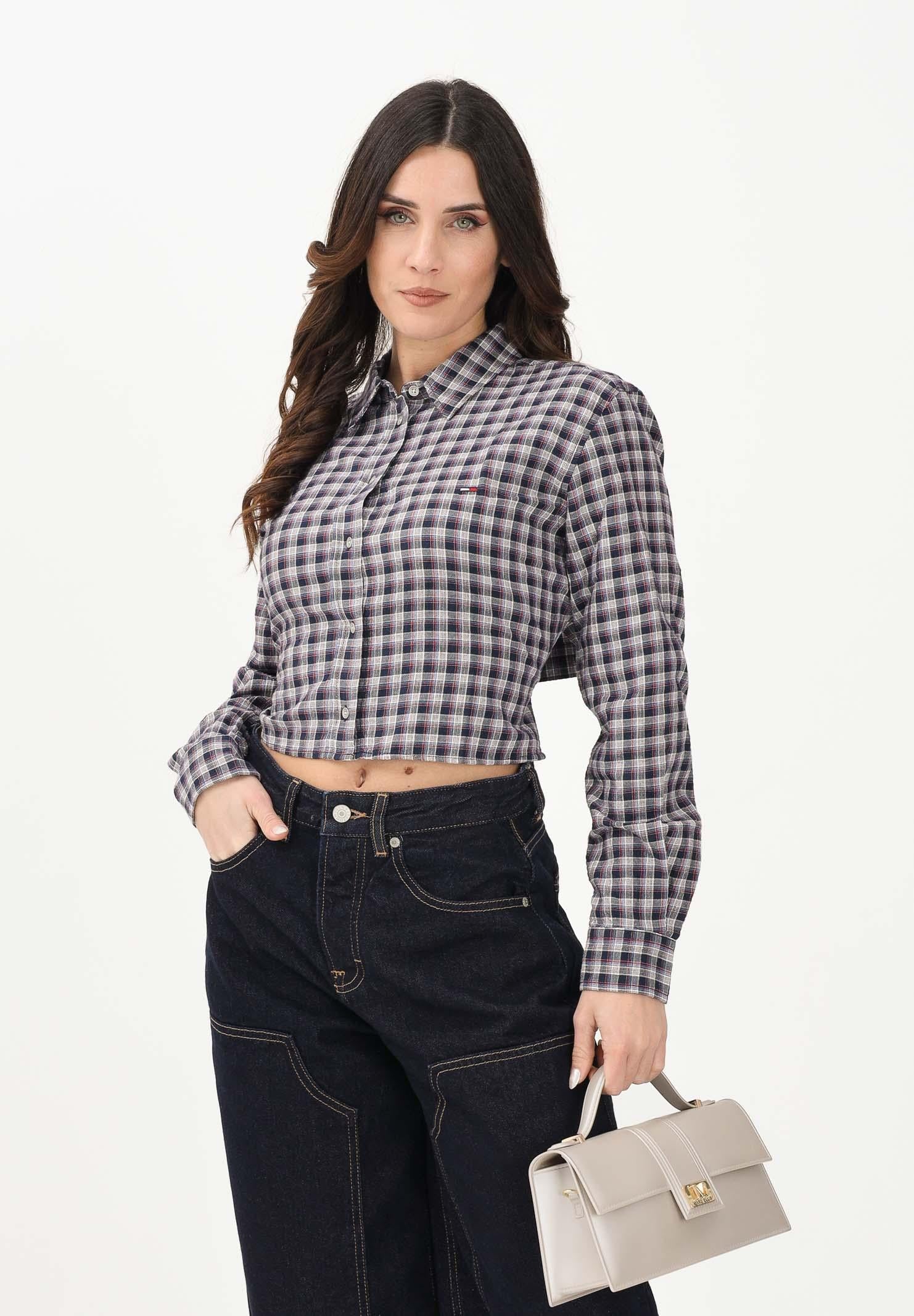 TOMMY JEANS Camicia a manica lunga blu da donna con motivo a quadri DW0DW22064 0MT TOMMY JEANS