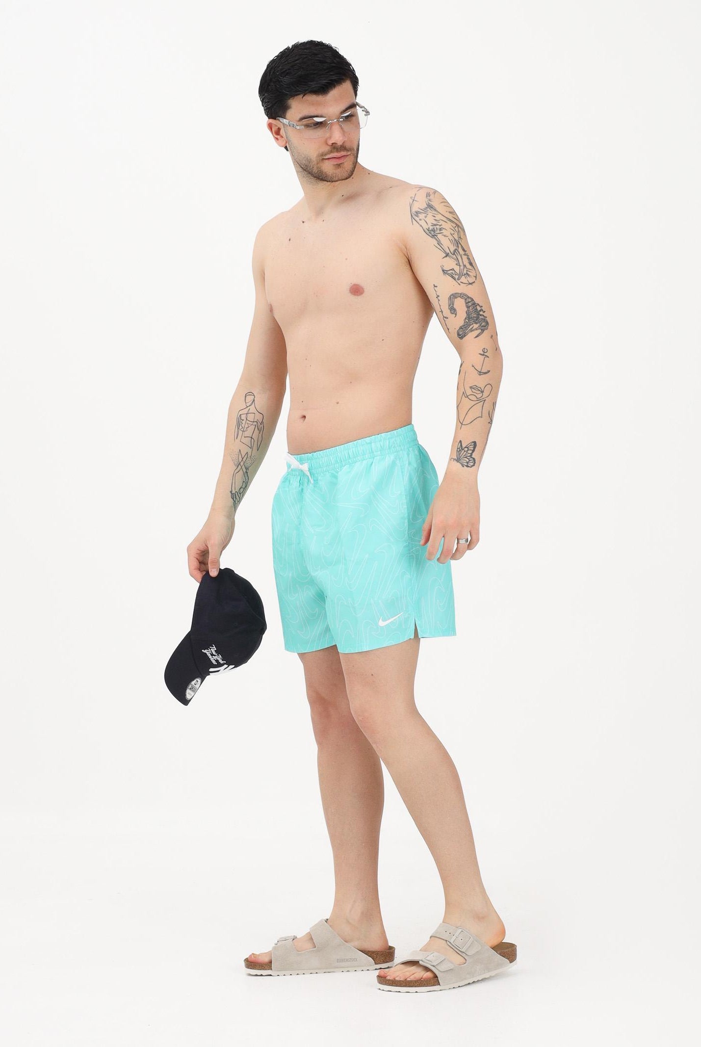 NIKE Shorts mare verde acqua da uomo con stampa Swoosh NESSG572 468 NIKE