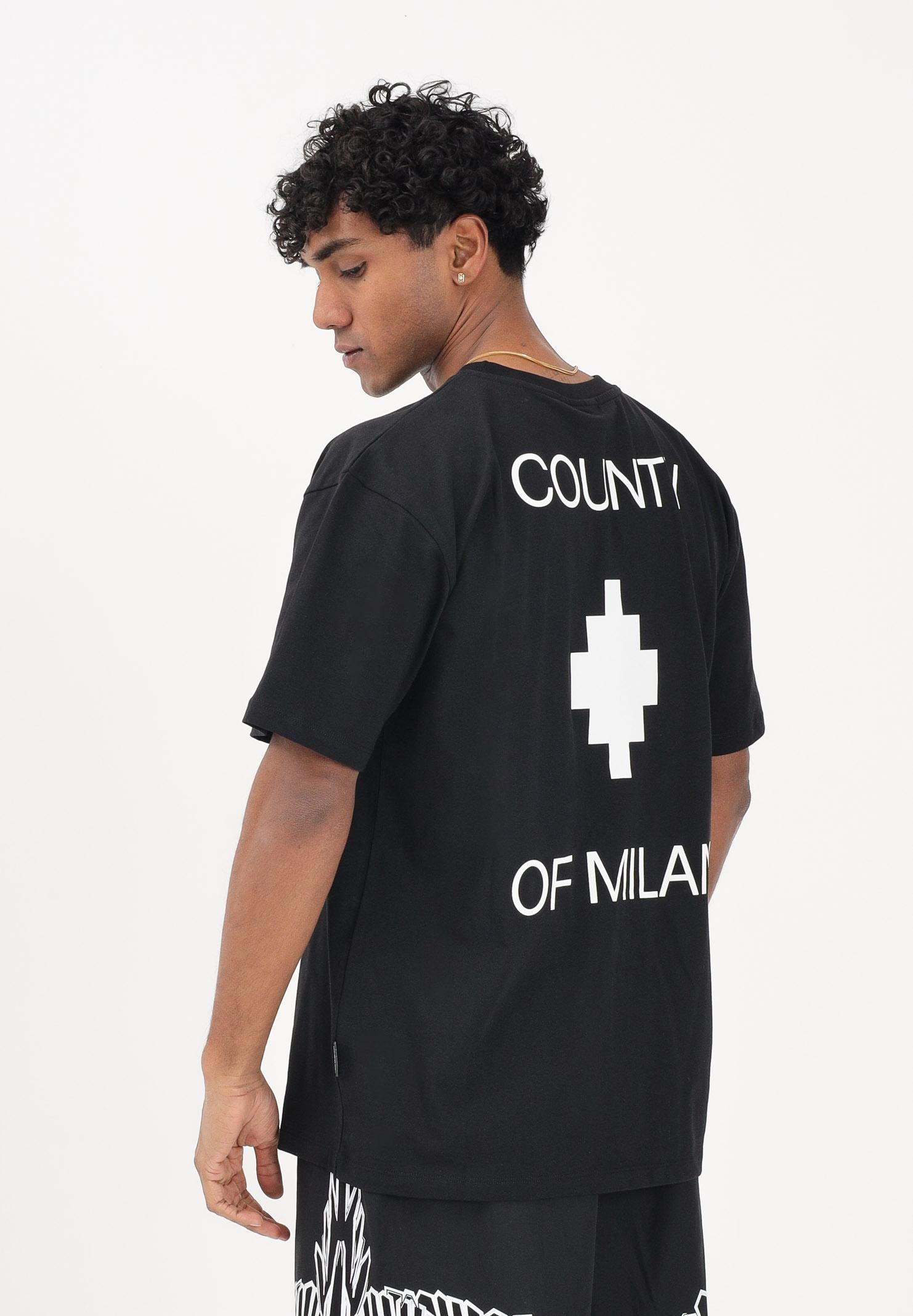 MARCELO BURLON COUNTY OF MILAN T-shirt a manica corta nera da uomo con stampa logo S6CMMATH096 110 MARCELO BURLON COUNTY OF MILAN