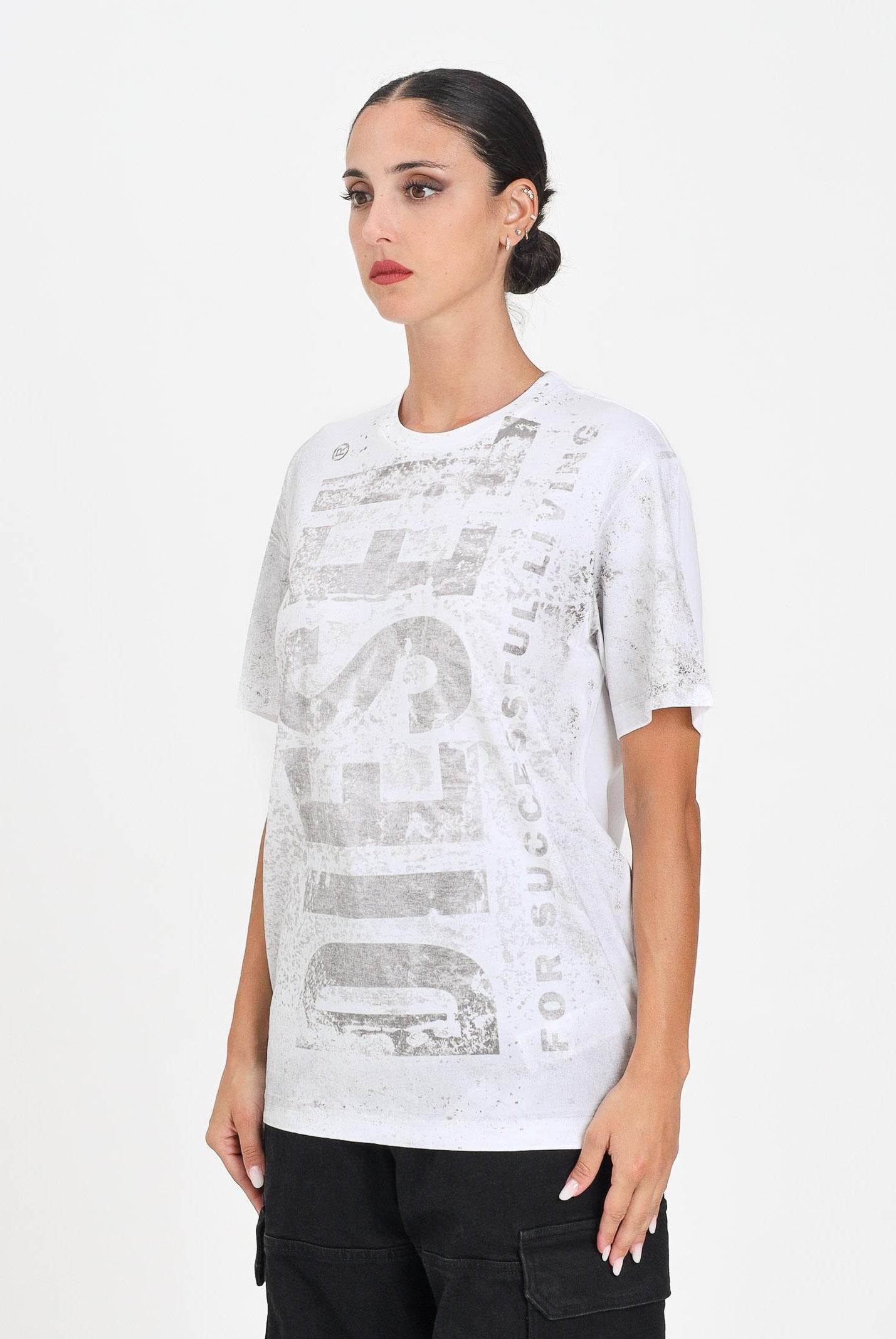 DIESEL T-shirt a manica corta bianca per donna, ragazzi e bambini con logo J02479KYAZW K100 DIESEL