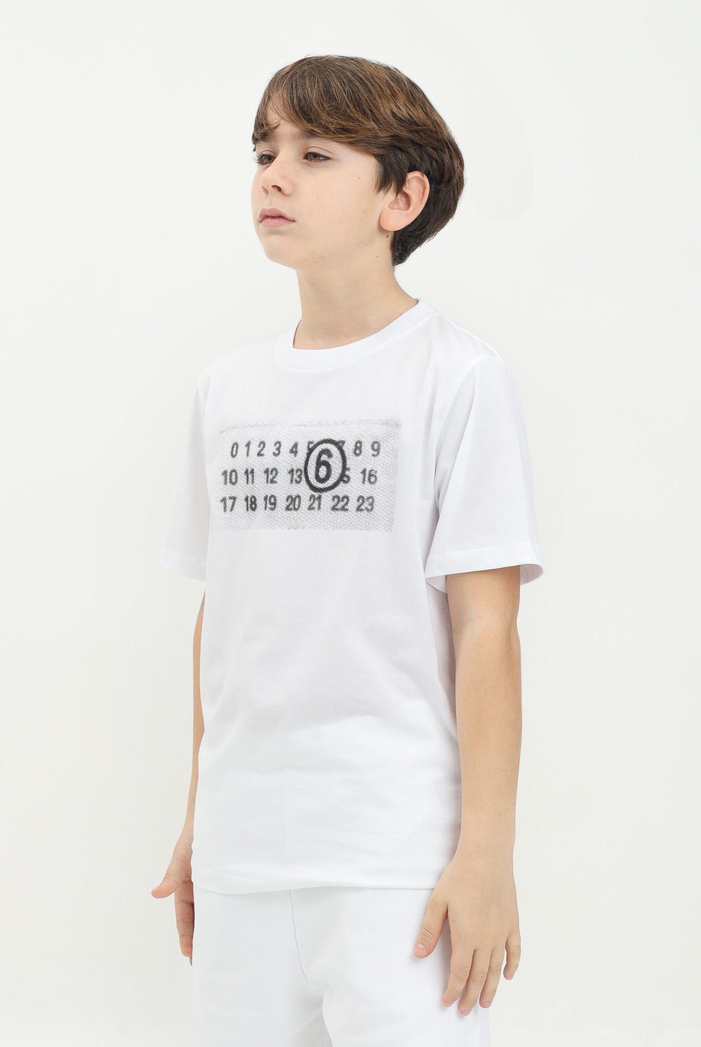 MAISON MARGIELA T-shirt a manica corta bianca per donna, ragazze e bambina con "Stamp Numbers" M60803MM02Y M6100 MAISON MARGIELA