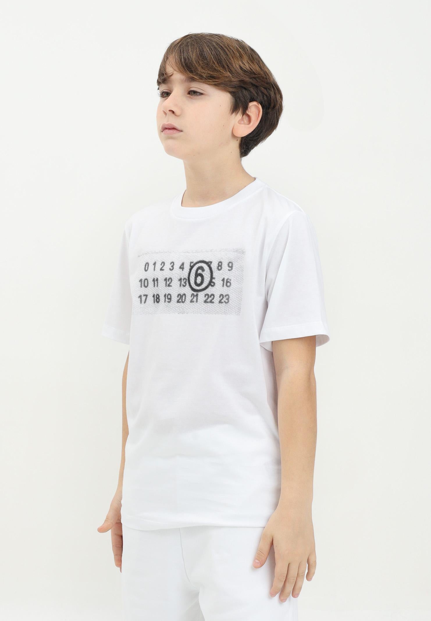 MAISON MARGIELA T-shirt a manica corta bianca per donna, ragazze e bambina con "Stamp Numbers" M60803MM02Y M6100 MAISON MARGIELA