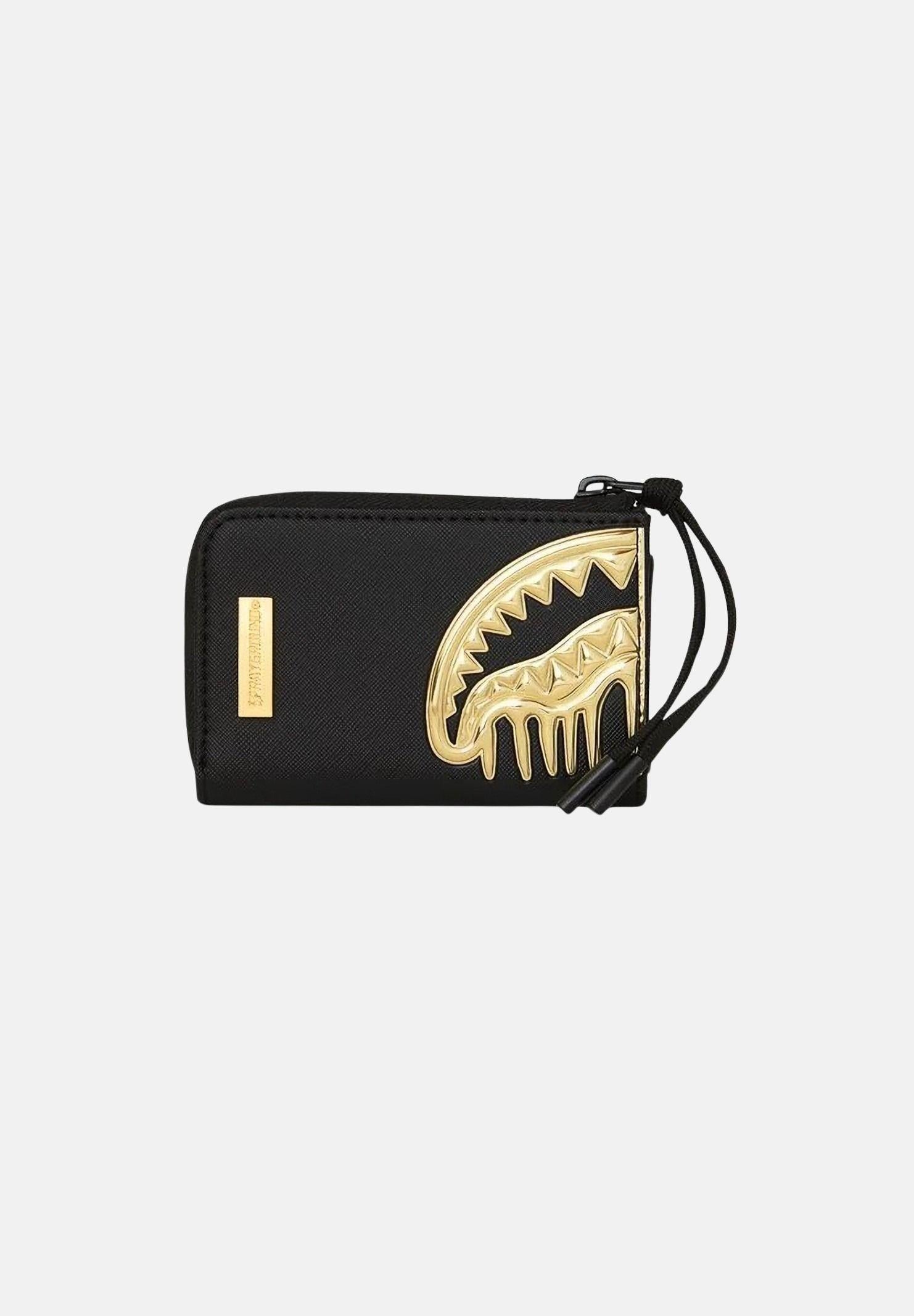 SPRAYGROUND Portafogli GOLD AND DANGEROUS WALLET nero e oro per uomo e donna 910W8272NSZ . SPRAYGROUND