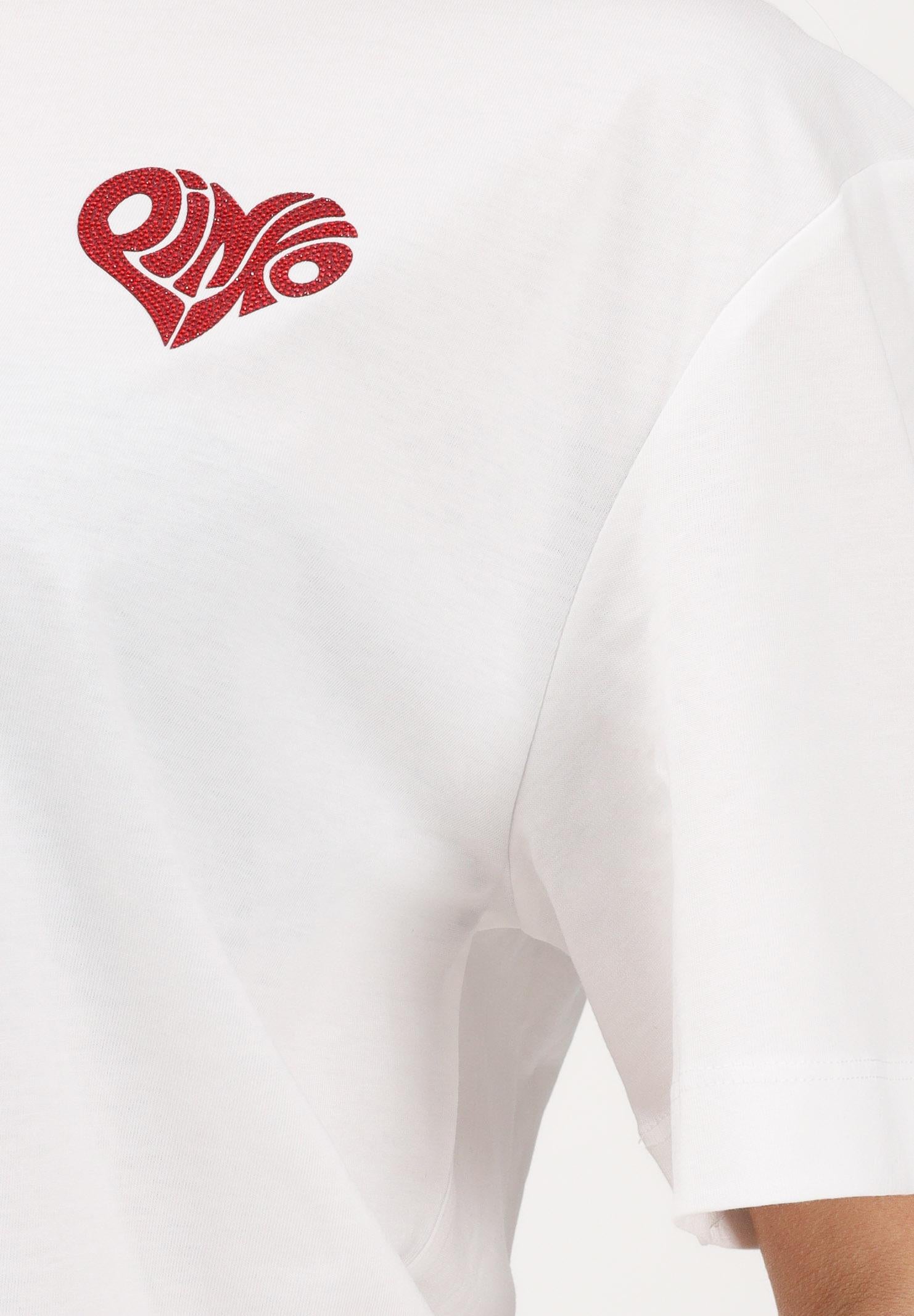 PINKO T-shirt a manica corta bianca da donna con stampa sul retro 105526A33I ZR2 PINKO