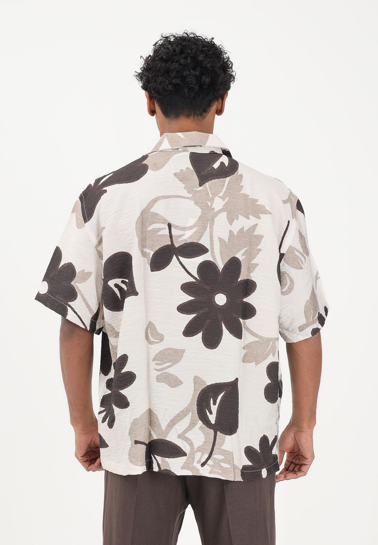 I'M BRIAN Camicia a manica corta bianca da uomo con stampa floreale CA3615 0028 I'M BRIAN