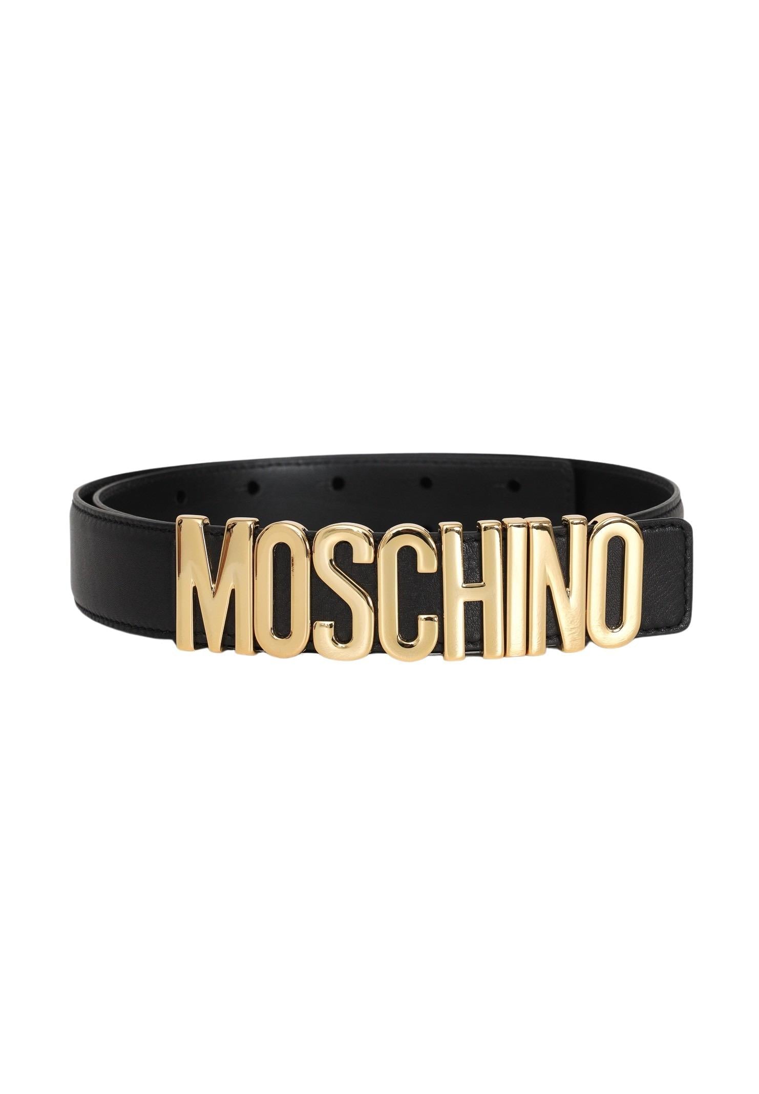 Cintura nera per uomo e donna con fibbia logata 80128001 A3555 MOSCHINO