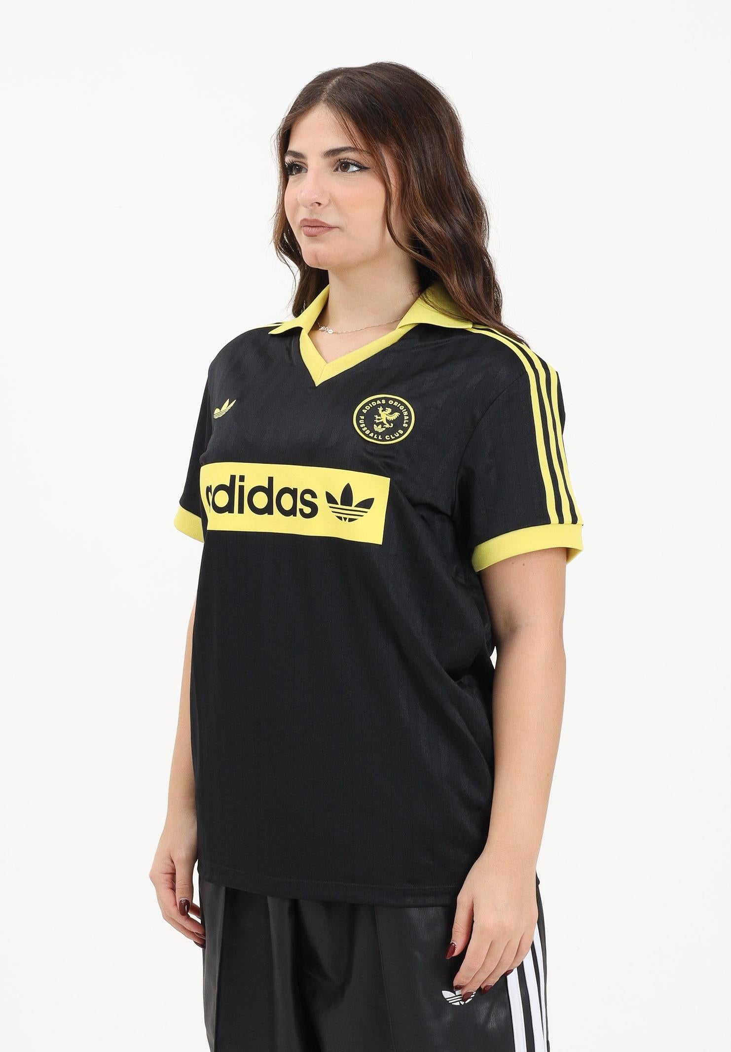 ADIDAS ORIGINALS Polo Graphic Football-Inspired Jersey nera da donna JW2562 . ADIDAS ORIGINALS