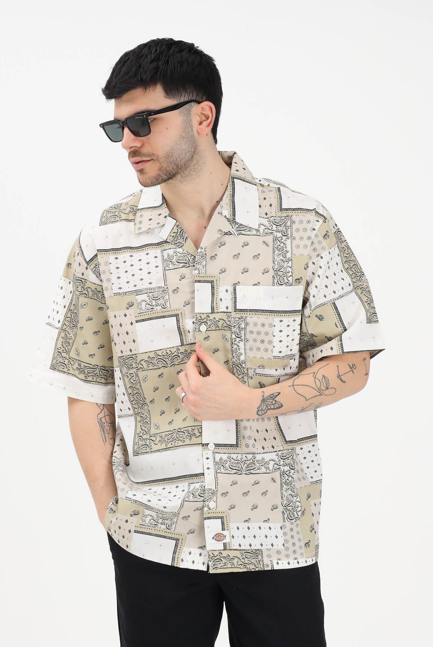 DICKIES Camicia a manica corta Glandorf panna e beige da uomo DK0A889TC481 . DIckies