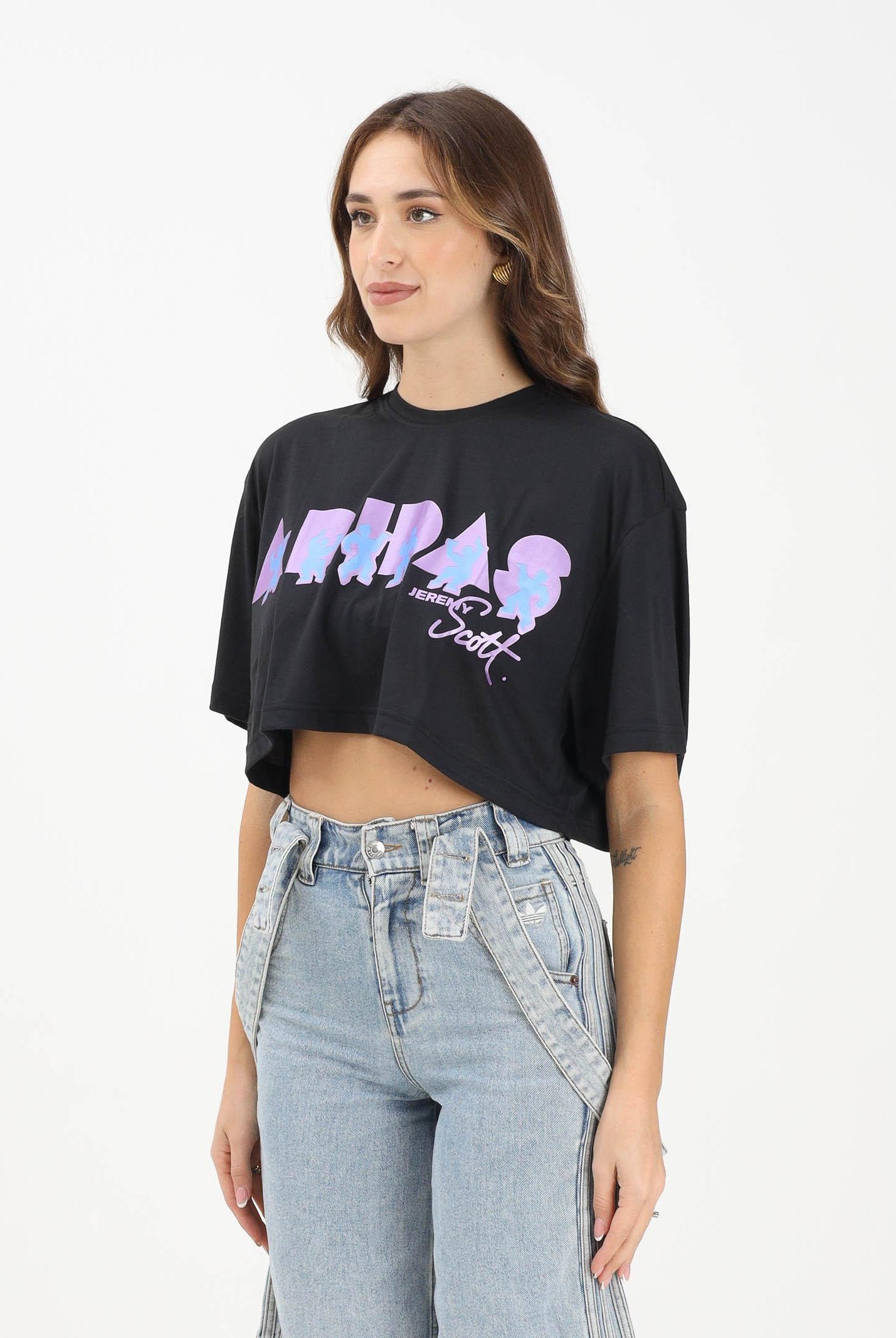 ADIDAS ORIGINALS T-shirt a manica corta adidas x Jeremy Scott nera da donna JL7613 . ADIDAS ORIGINALS