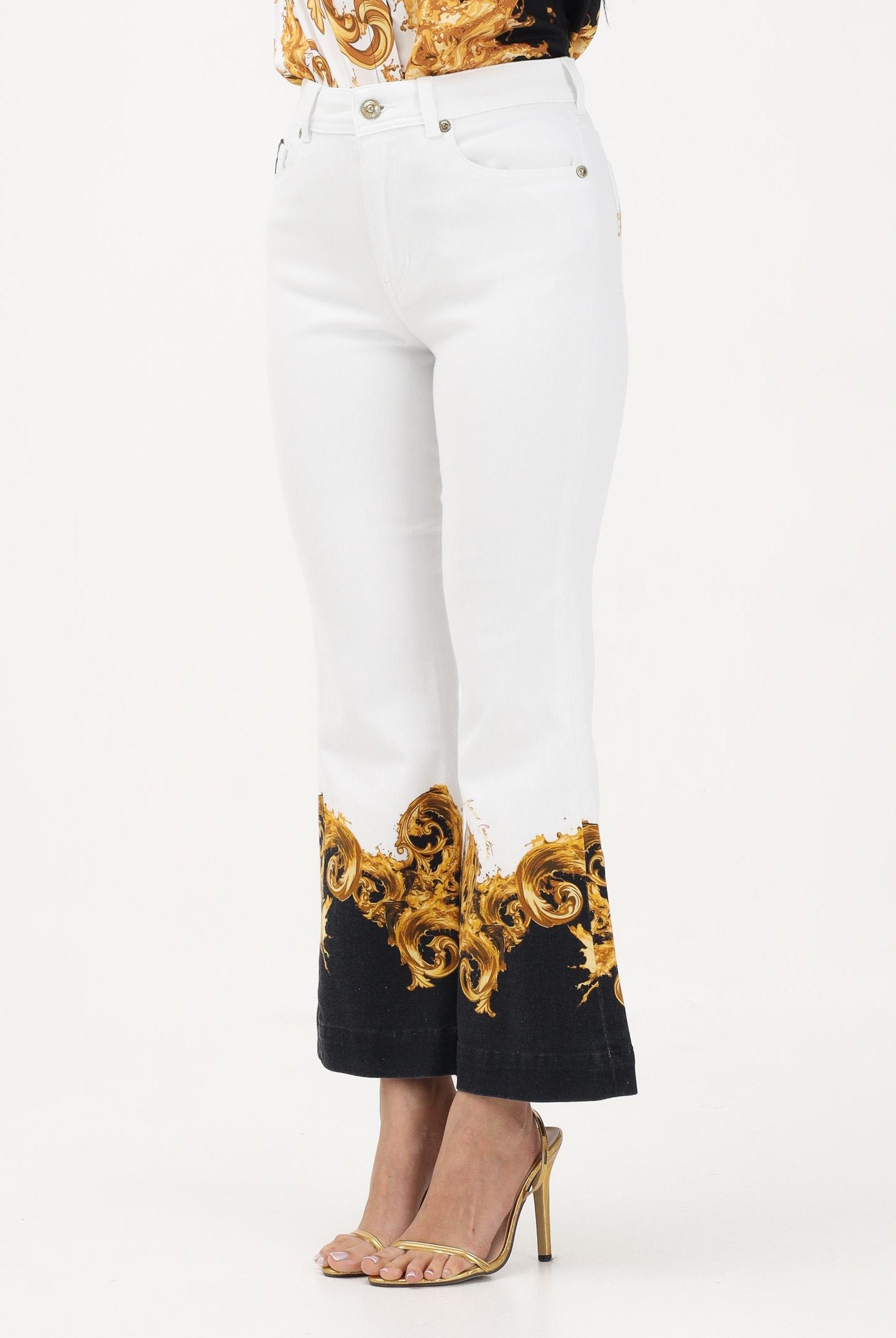 VERSACE JEANS COUTURE Jeans bianco da donna con stampa 80HAB58PES161L54 GL2 VERSACE JEANS COUTURE