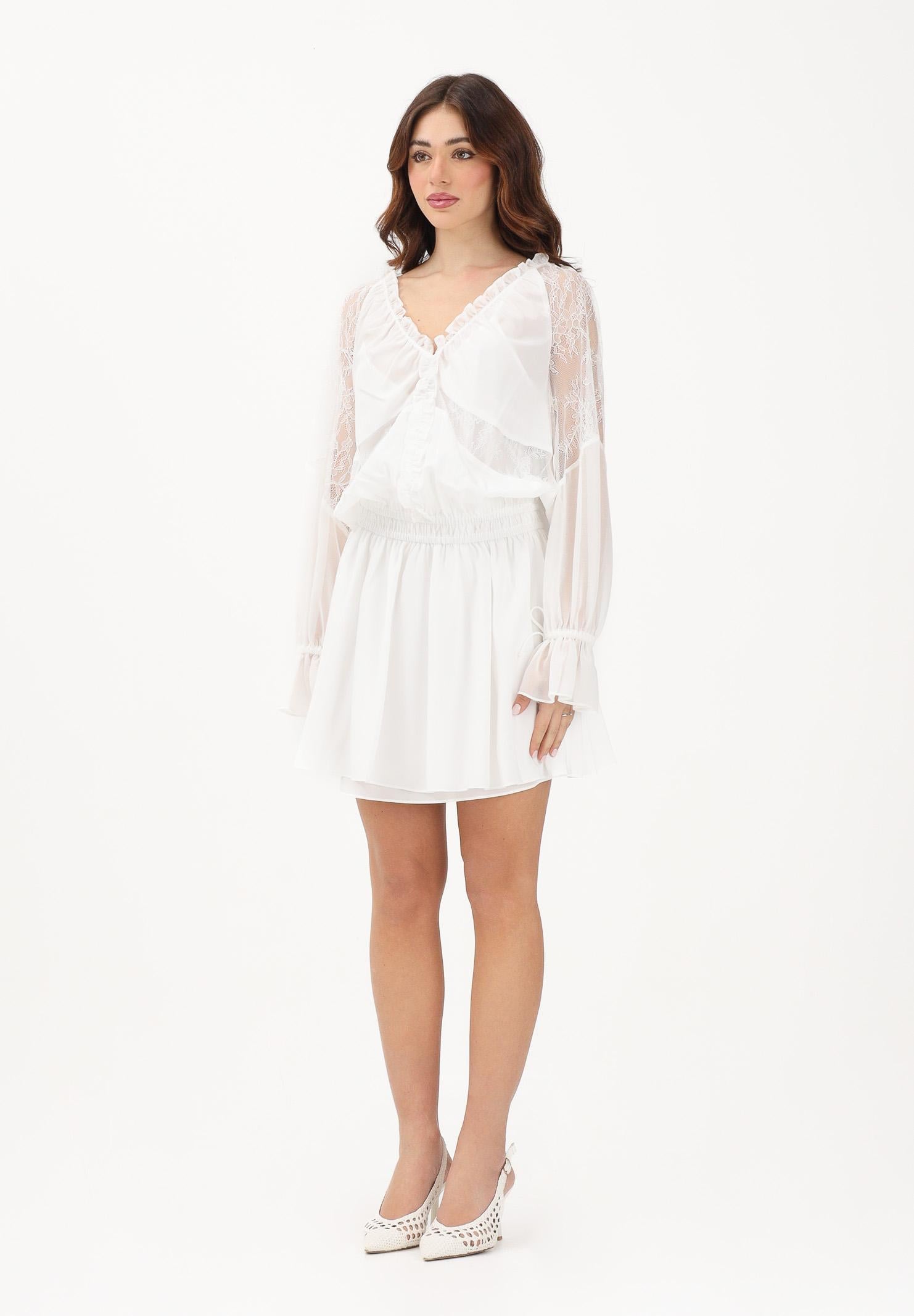 PINKO Abito corto bianco da donna in chiffon leggero 106293A336 Z05 PINKO