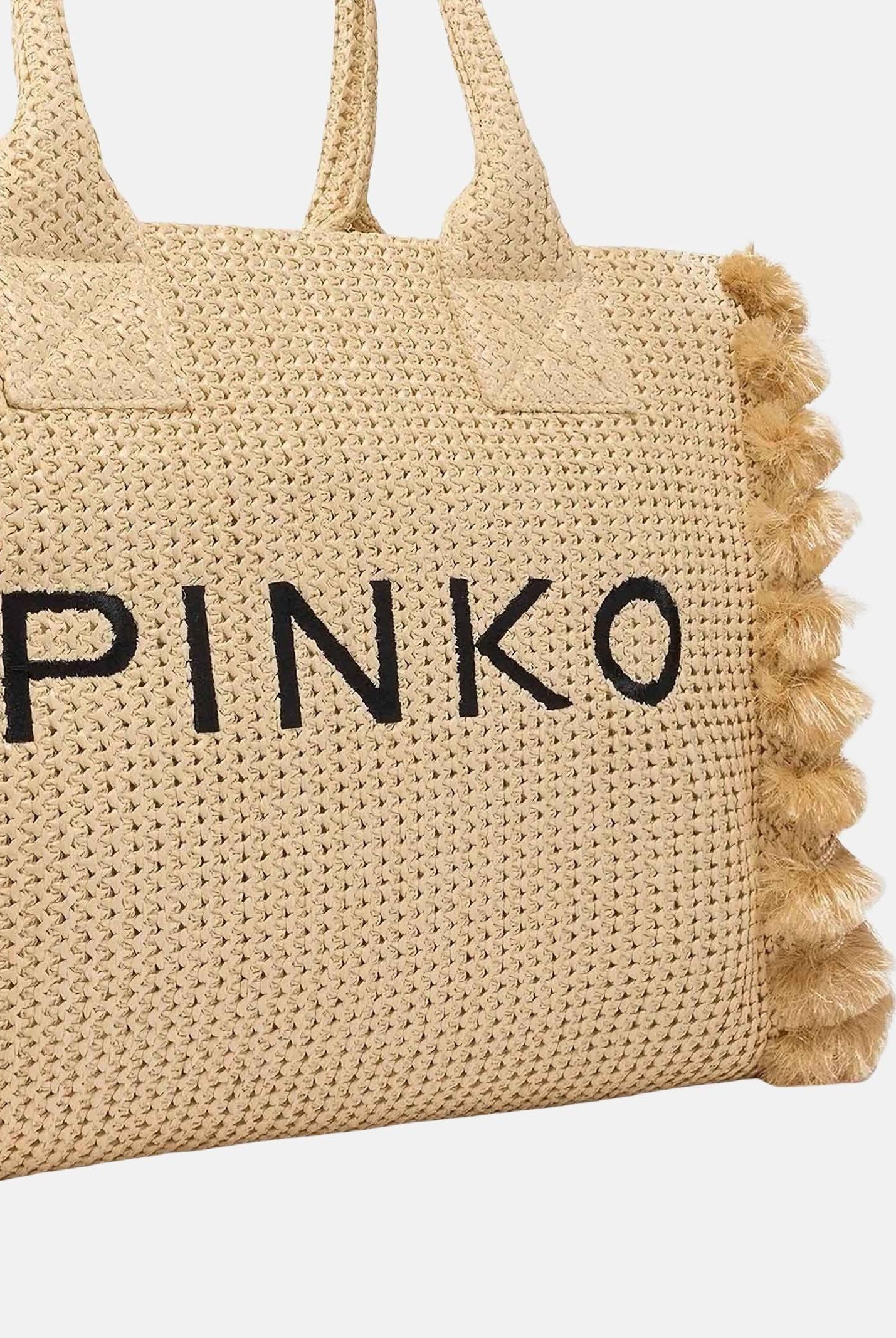 PINKO Borsa a mano in rafia beige da donna con logo 106673A39Y HZ3Q PINKO