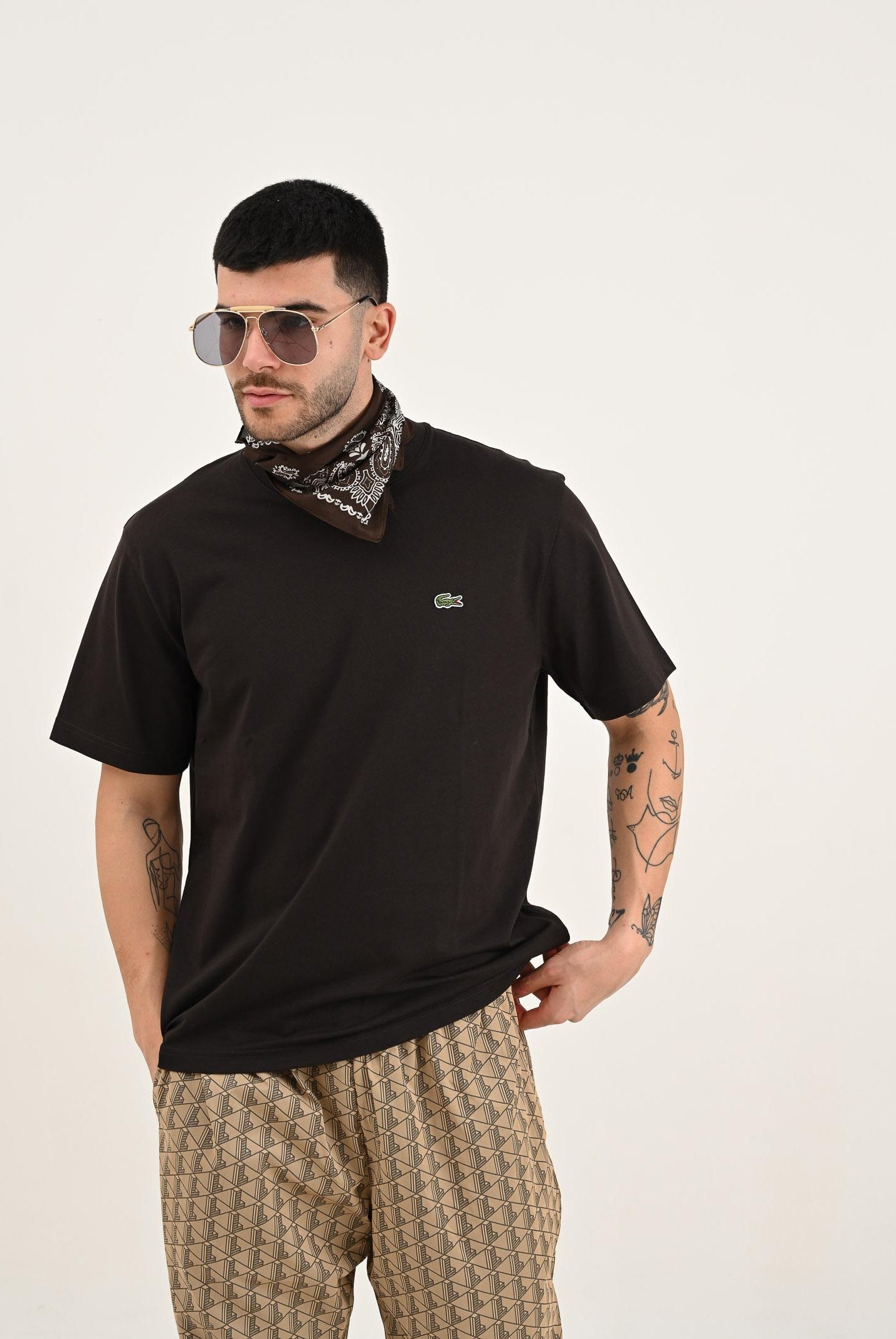 LACOSTE T-shirt a manica corta marrone per uomo e donna TH7318 SKB LACOSTE