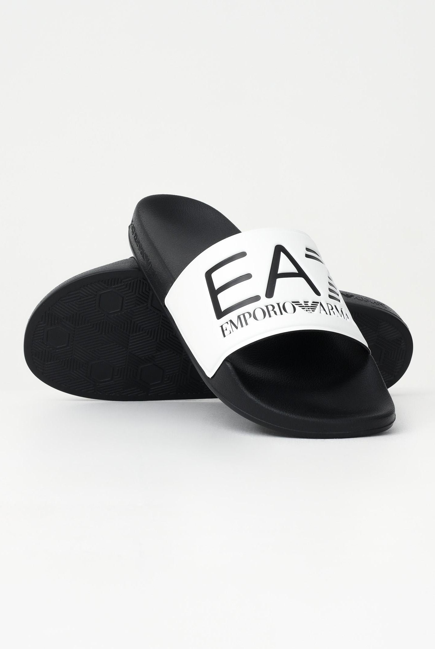 EA7 Ciabatte bianche e nere da uomo con logo 7X000108AF15118 MZ096 EA7