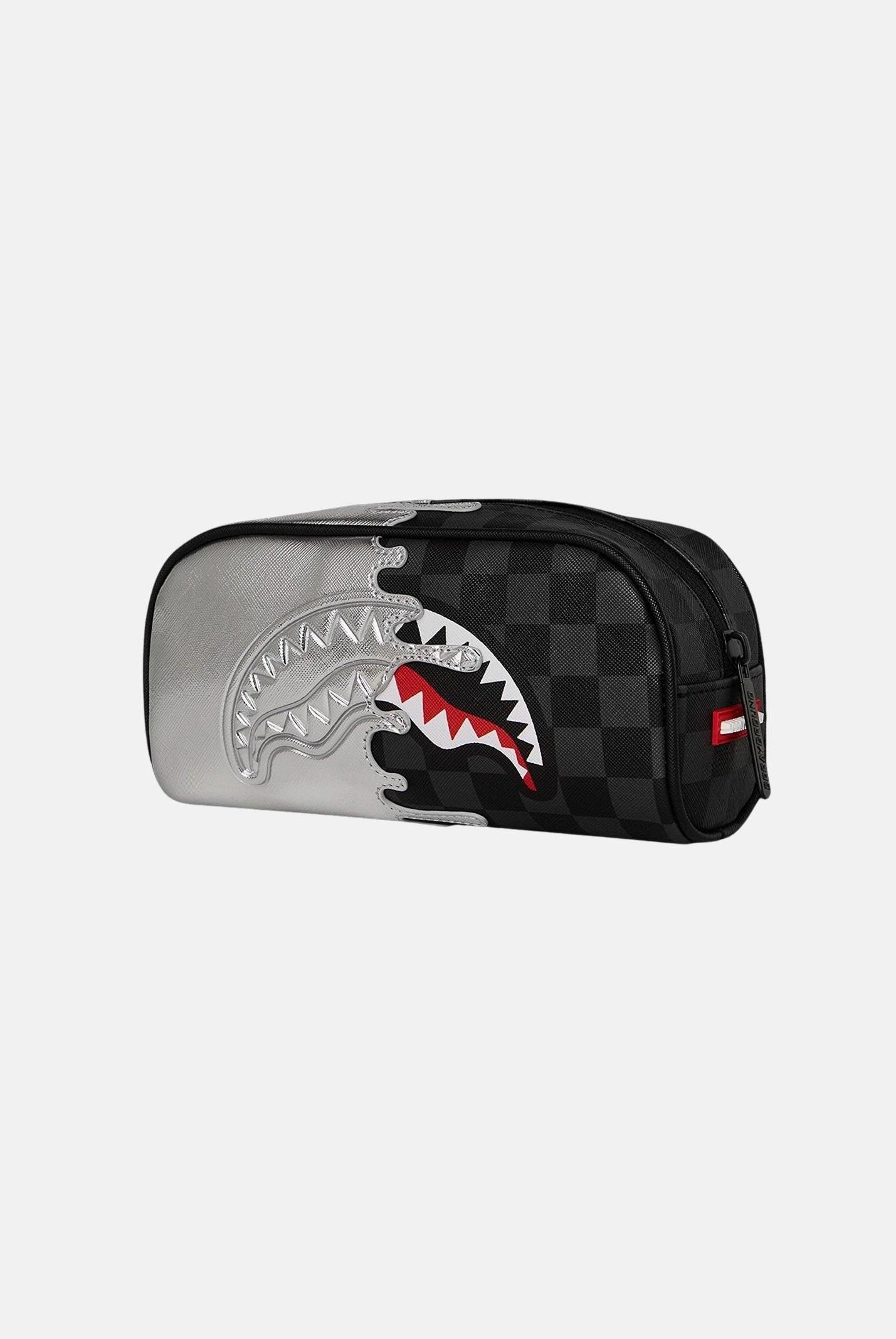 SPRAYGROUND Astuccio Silver Side Drip Black Check nero e argento per uomo e donna 910B8927NSZ . SPRAYGROUND