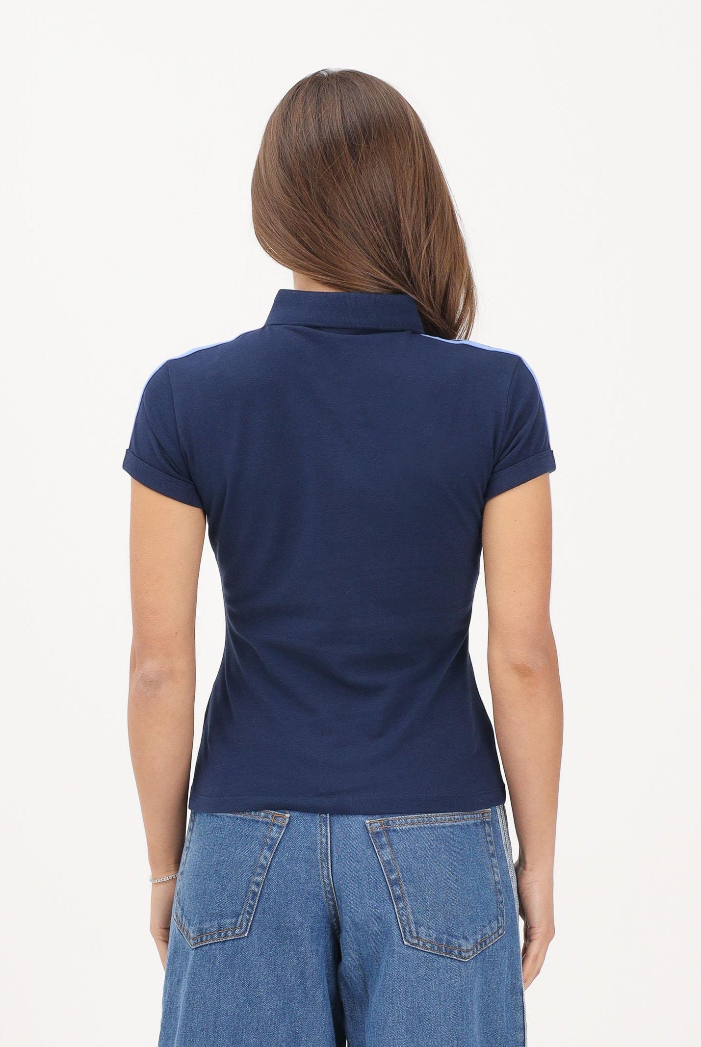 ADIDAS ORIGINALS Polo a manica corta 3 STRIPES blu da donna KS4762 . ADIDAS ORIGINALS