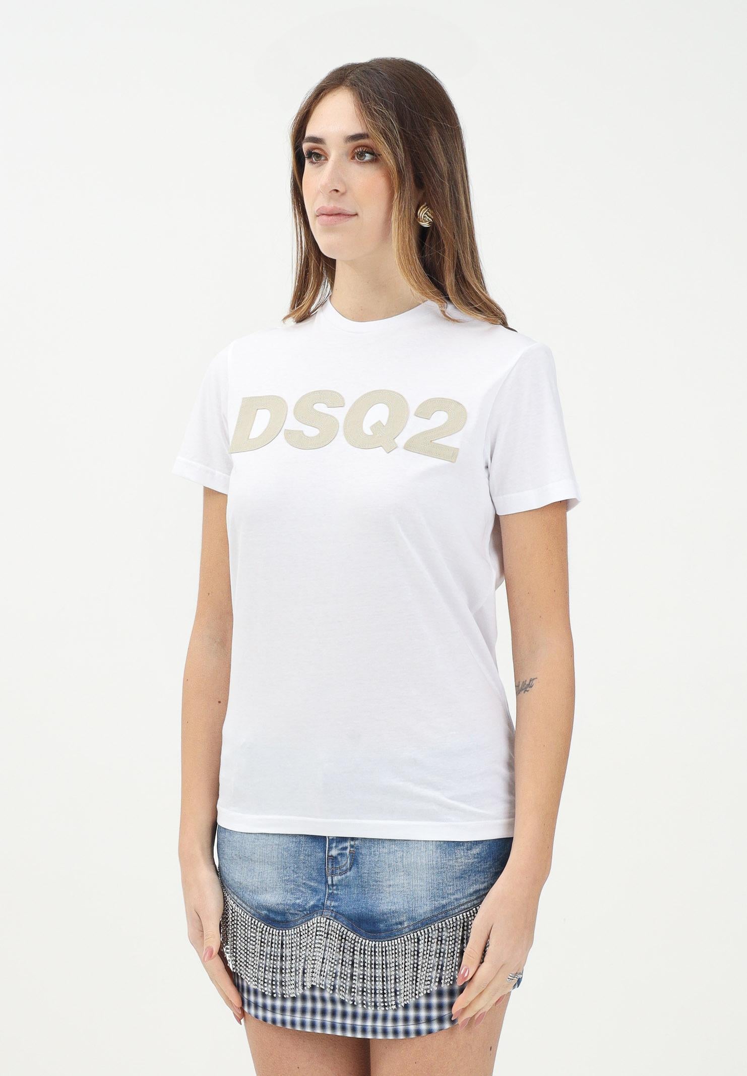 DSQUARED2 T-shirt a manica corta bianca per donna, ragazzi e bambini con ricamo logo DQ2749D004G DQ100 DSQUARED2