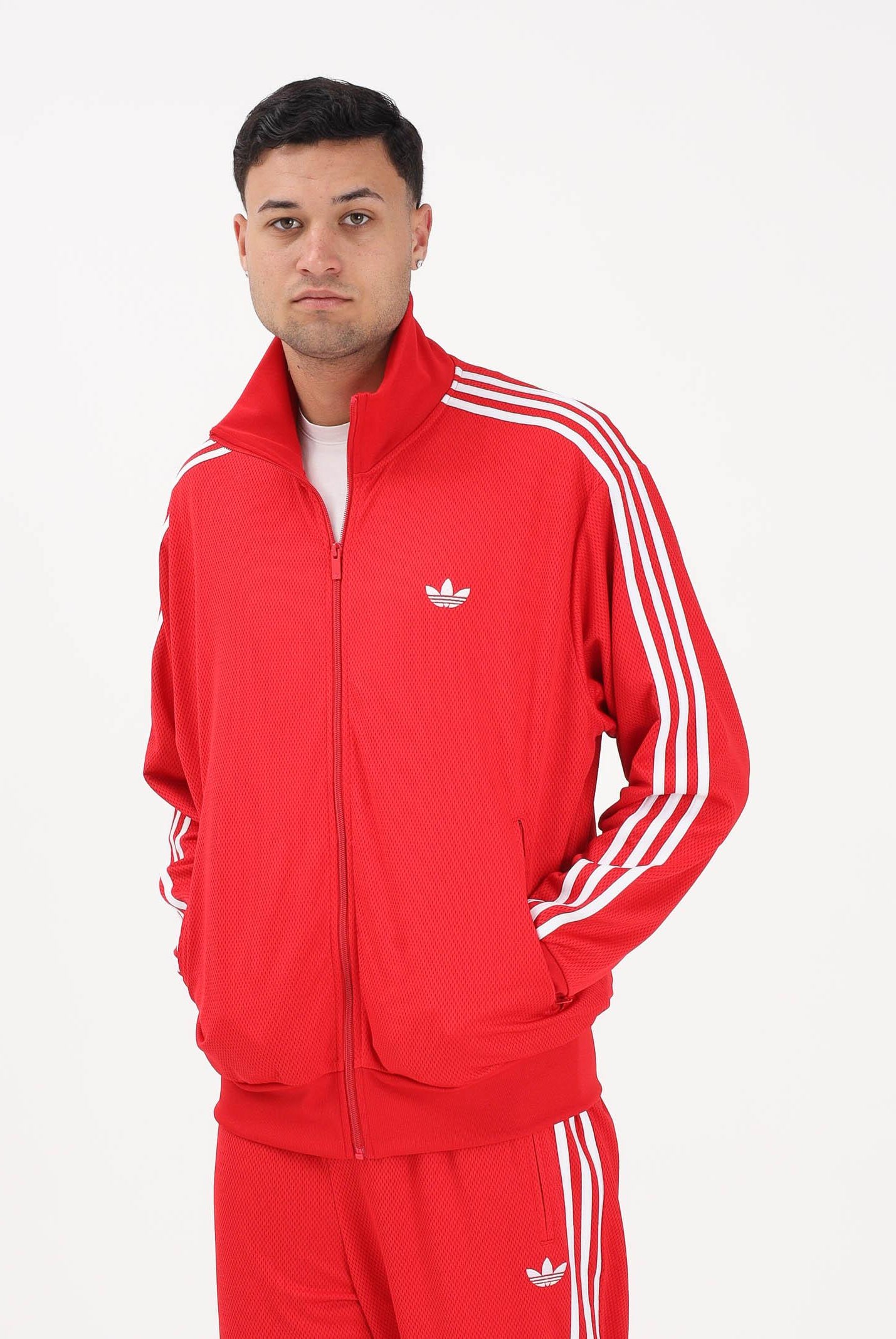 ADIDAS ORIGINALS Felpa con zip Firebird Adicolor Mesh rossa da uomo KE0788 . ADIDAS ORIGINALS