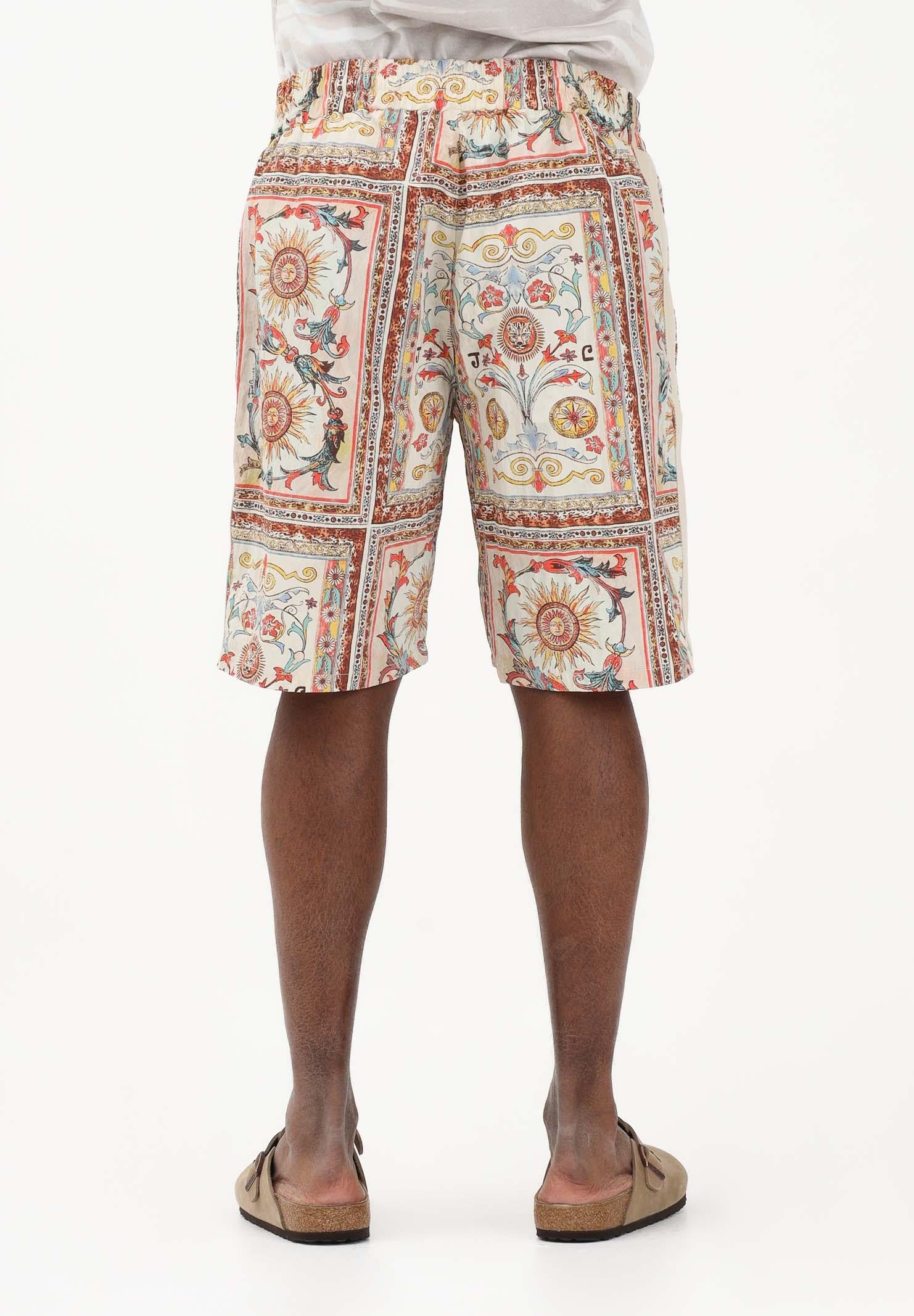 JUST CAVALLI Shorts beige da uomo con stampa ornamentale 80OAD334CQDP3 R85 JUST CAVALLI