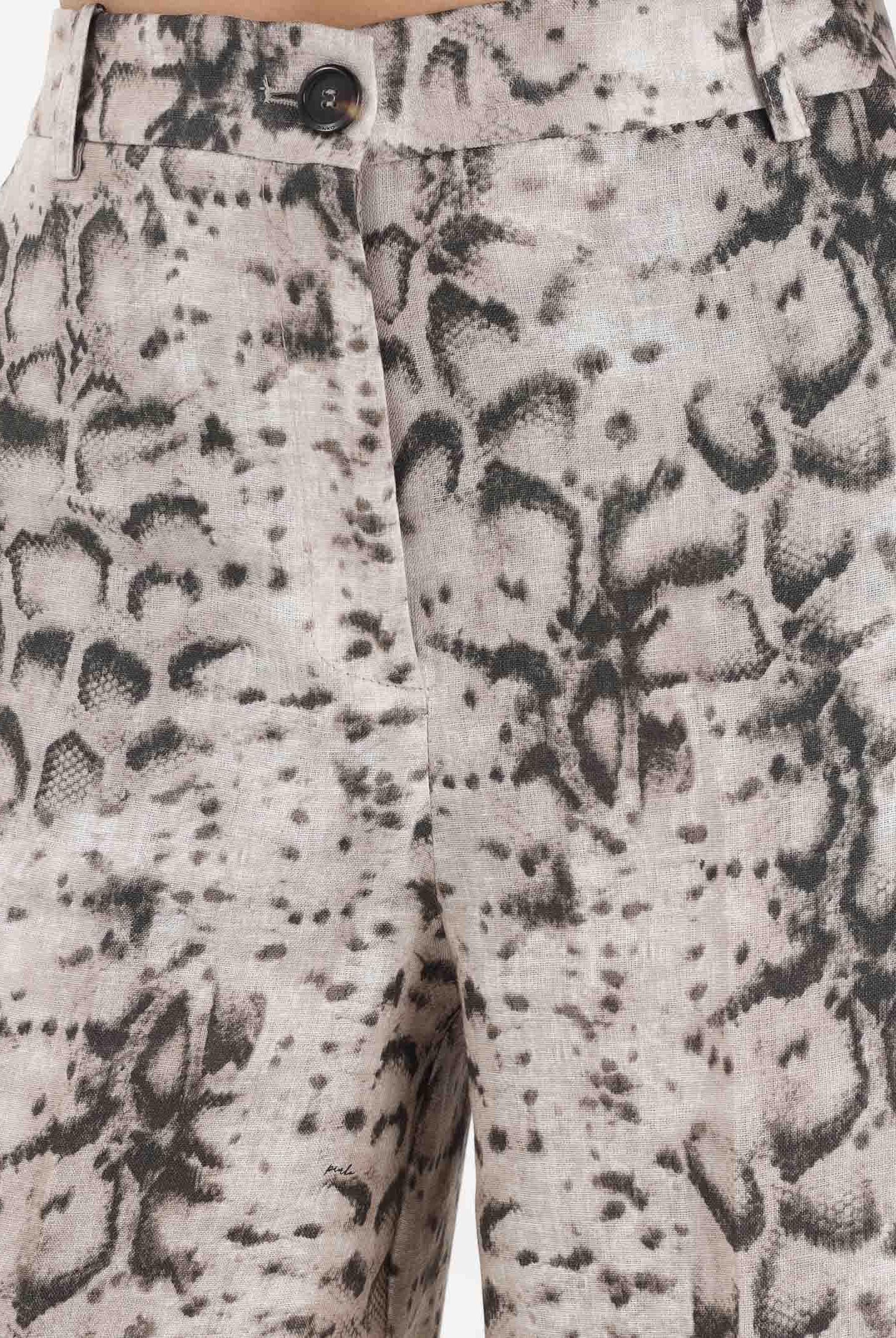 PINKO Bermuda beige da donna con stampa animalier 106870A3BL CZ9 PINKO