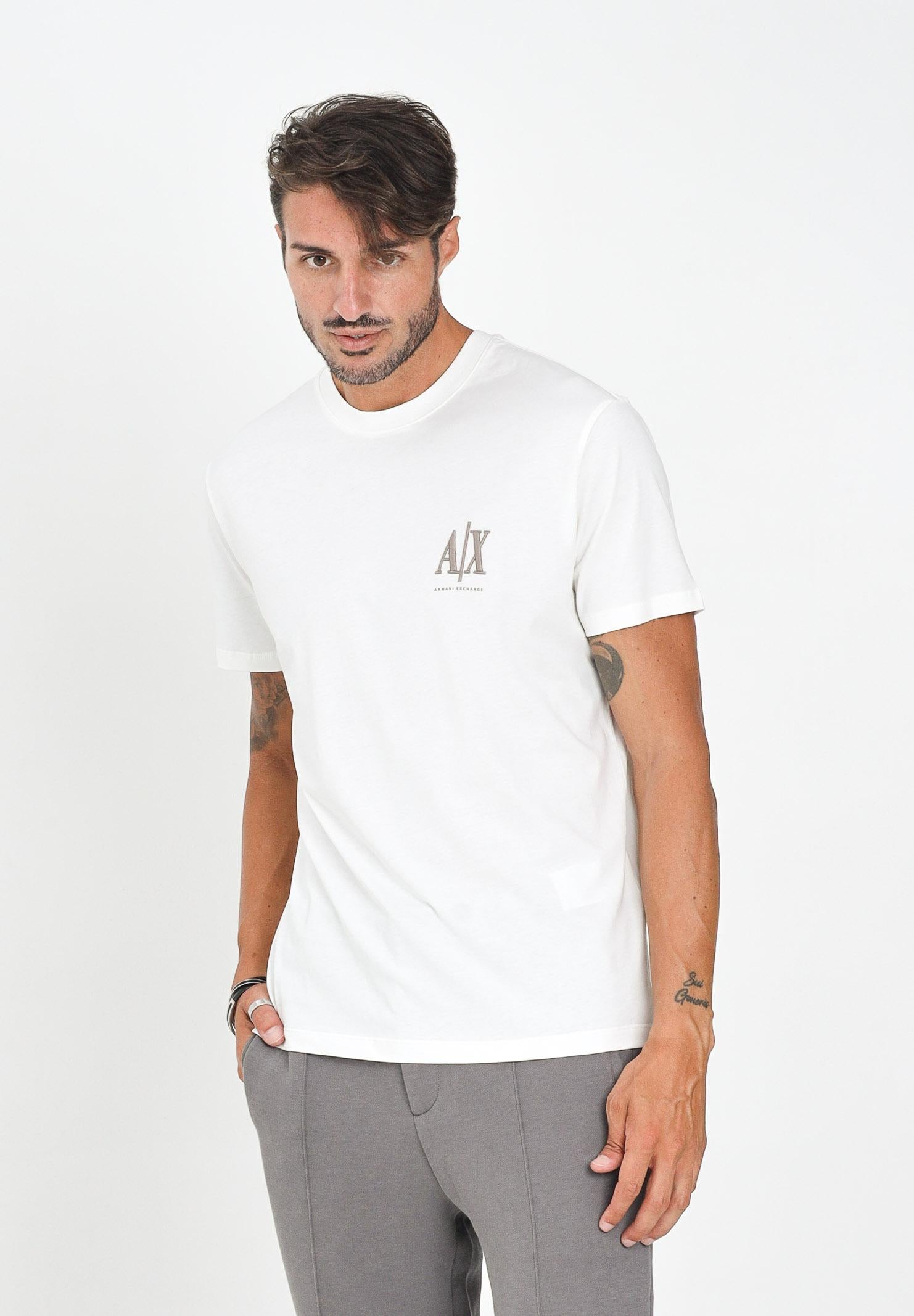 ARMANI EXCHANGE T-shirt a manica corta bianca da uomo con ricamo logo XM000365AF12308 U0009 ARMANI EXCHANGE