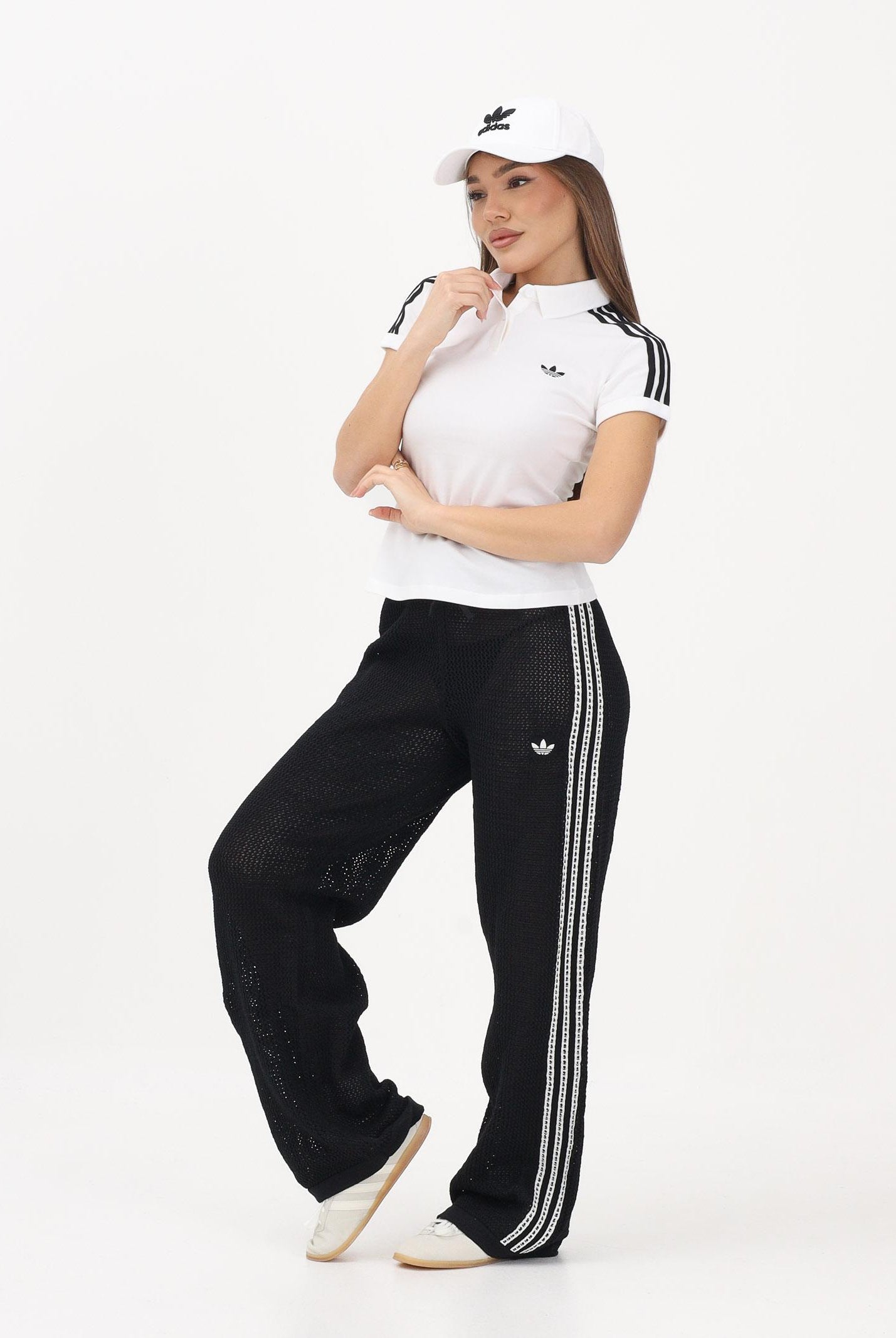 ADIDAS ORIGINALS Polo a manica corta 3 Stripes bianca da donna KD3697 . ADIDAS ORIGINALS