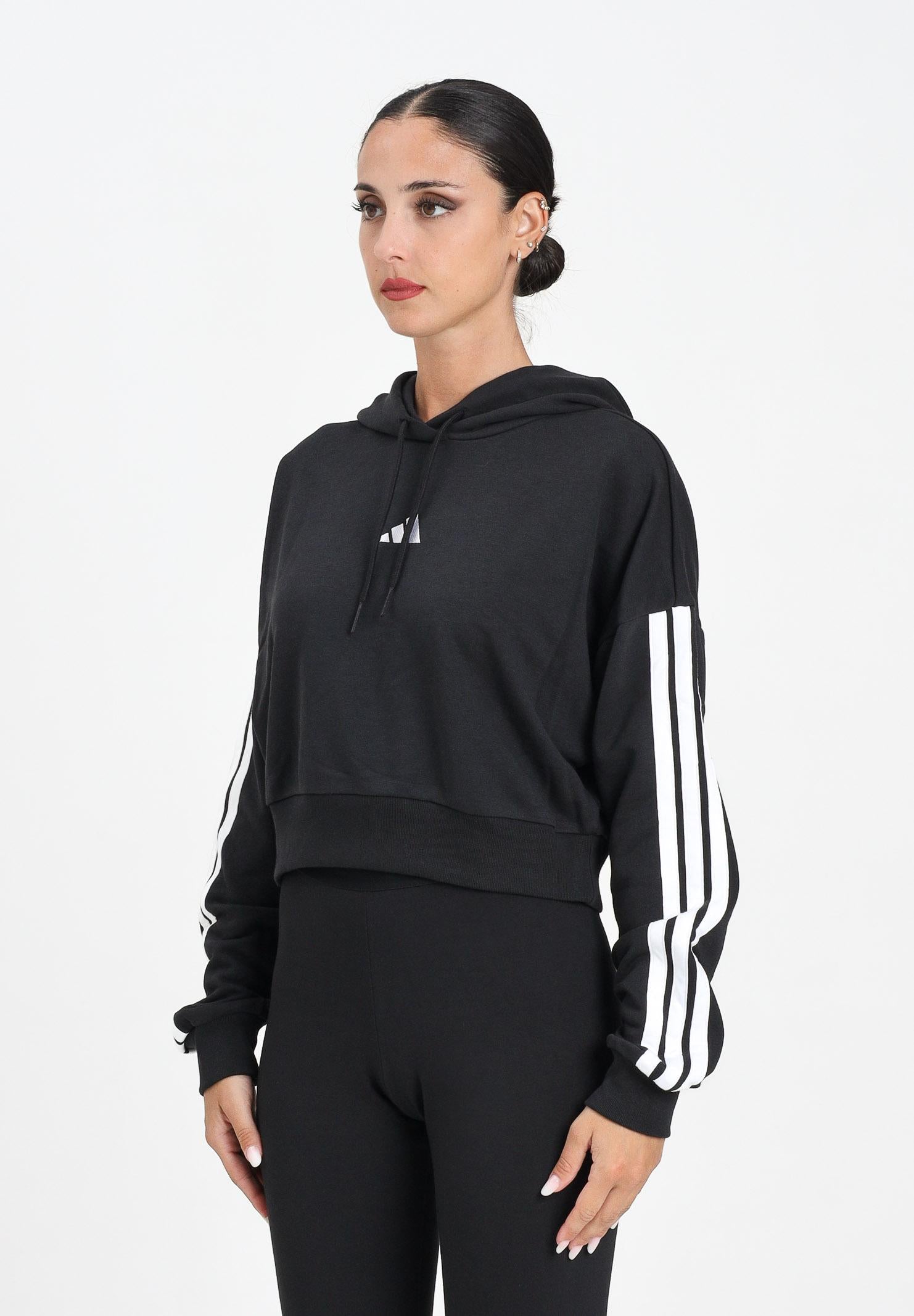 ADIDAS PERFORMANCE Felpa con cappuccio Essentials 3-Stripes French Terry nera da donna JE0017 ADIDAS PERFORMANCE