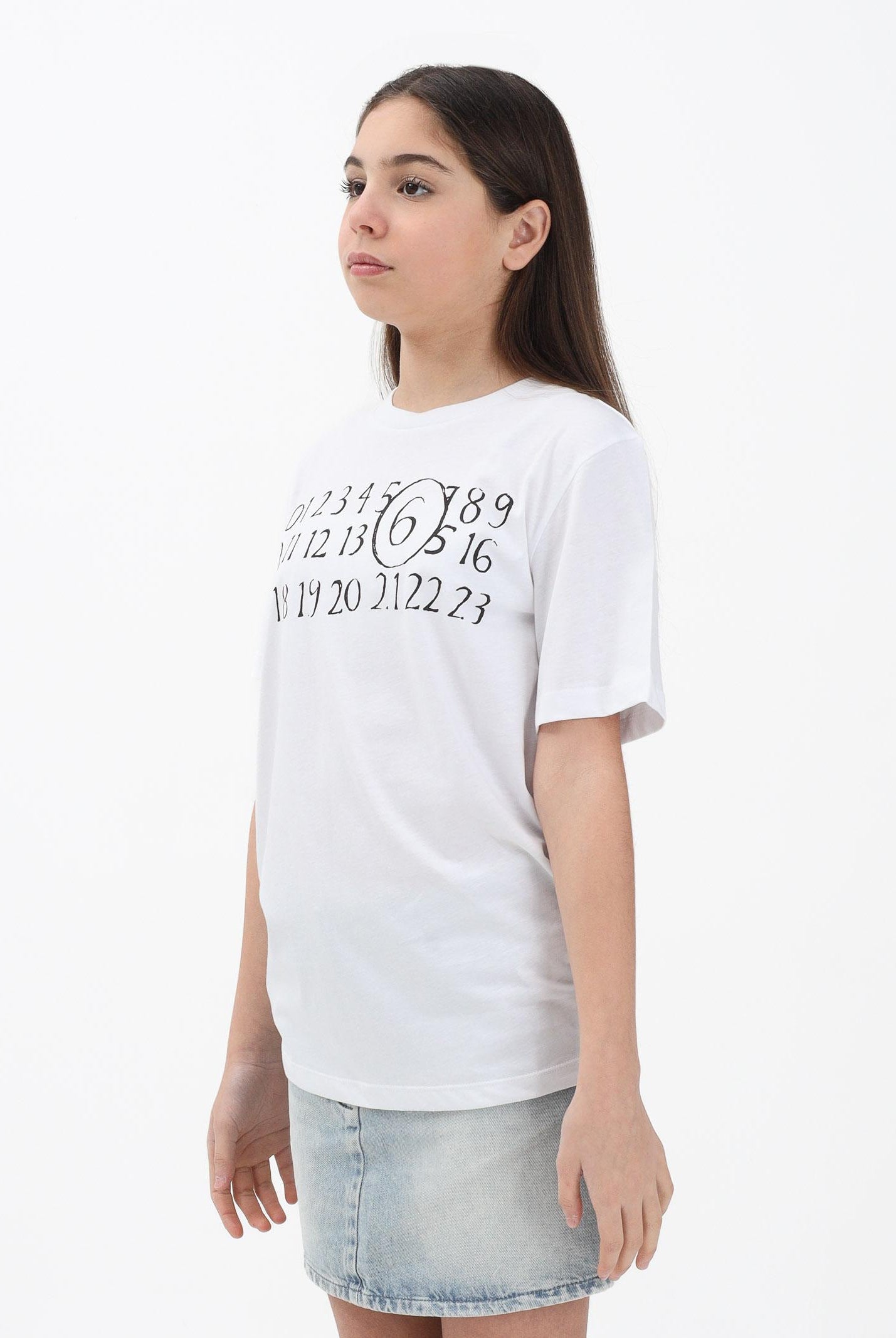 MAISON MARGIELA T-shirt a manica corta bianca per donna, ragazzi e bambini con logo sul petto M61020MM02Y M6100 MAISON MARGIELA
