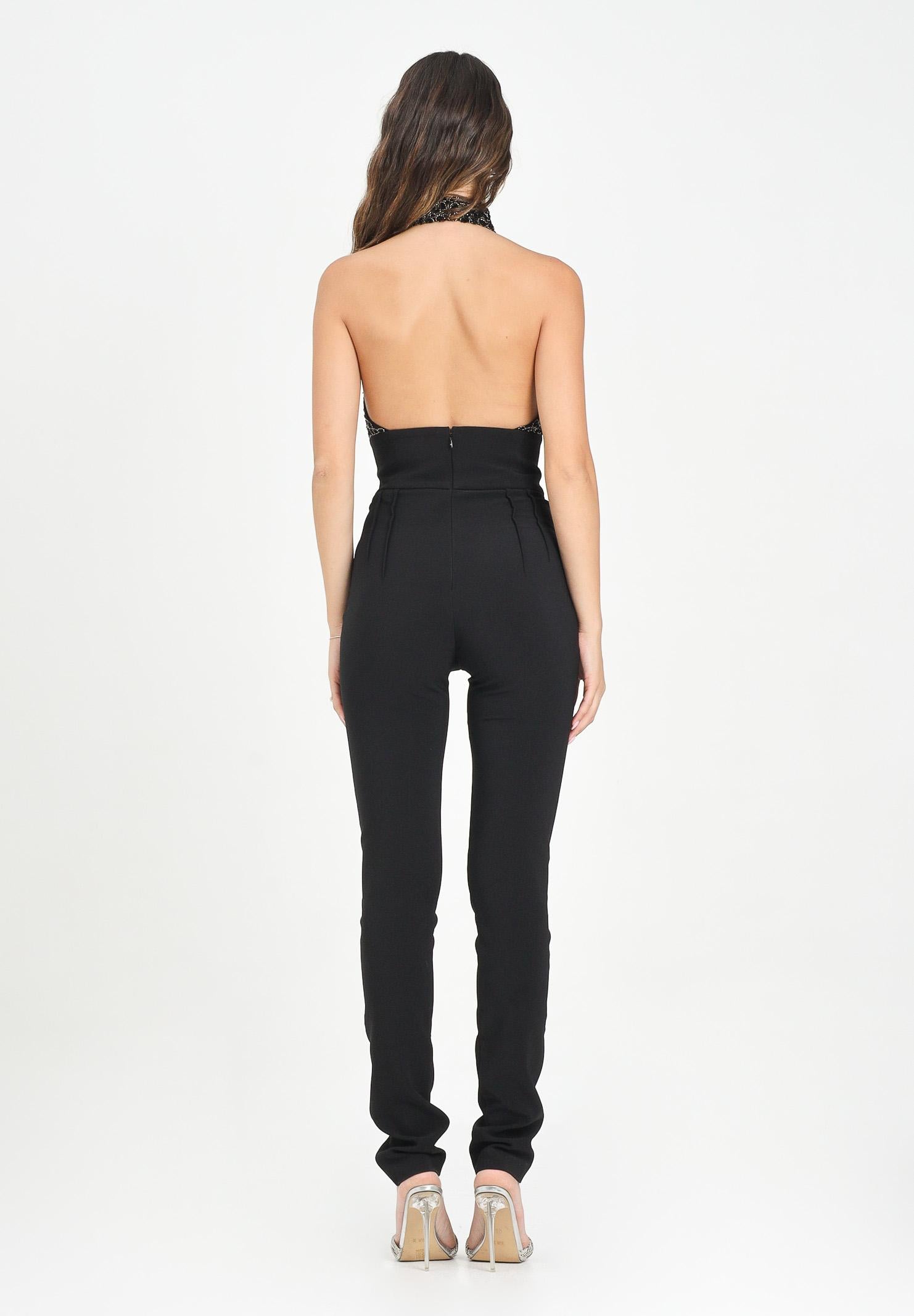 ELISABETTA FRANCHI Tuta nera da donna con ricamo strass TU06257E2 110 ELISABETTA FRANCHI