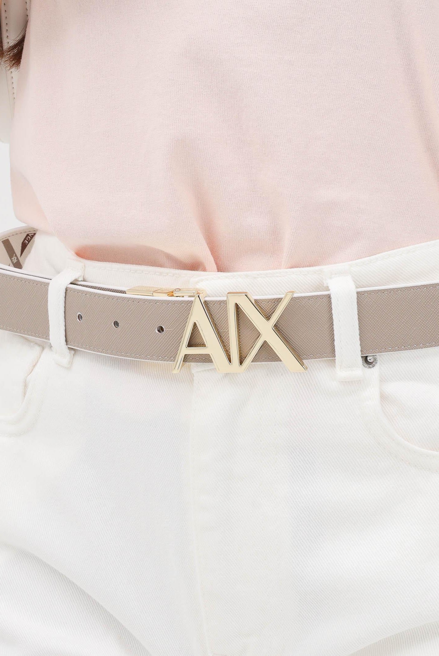 ARMANI EXCHANGE Cintura reversibile bianca e beige da donna XW001203AF17155 M1245 ARMANI EXCHANGE