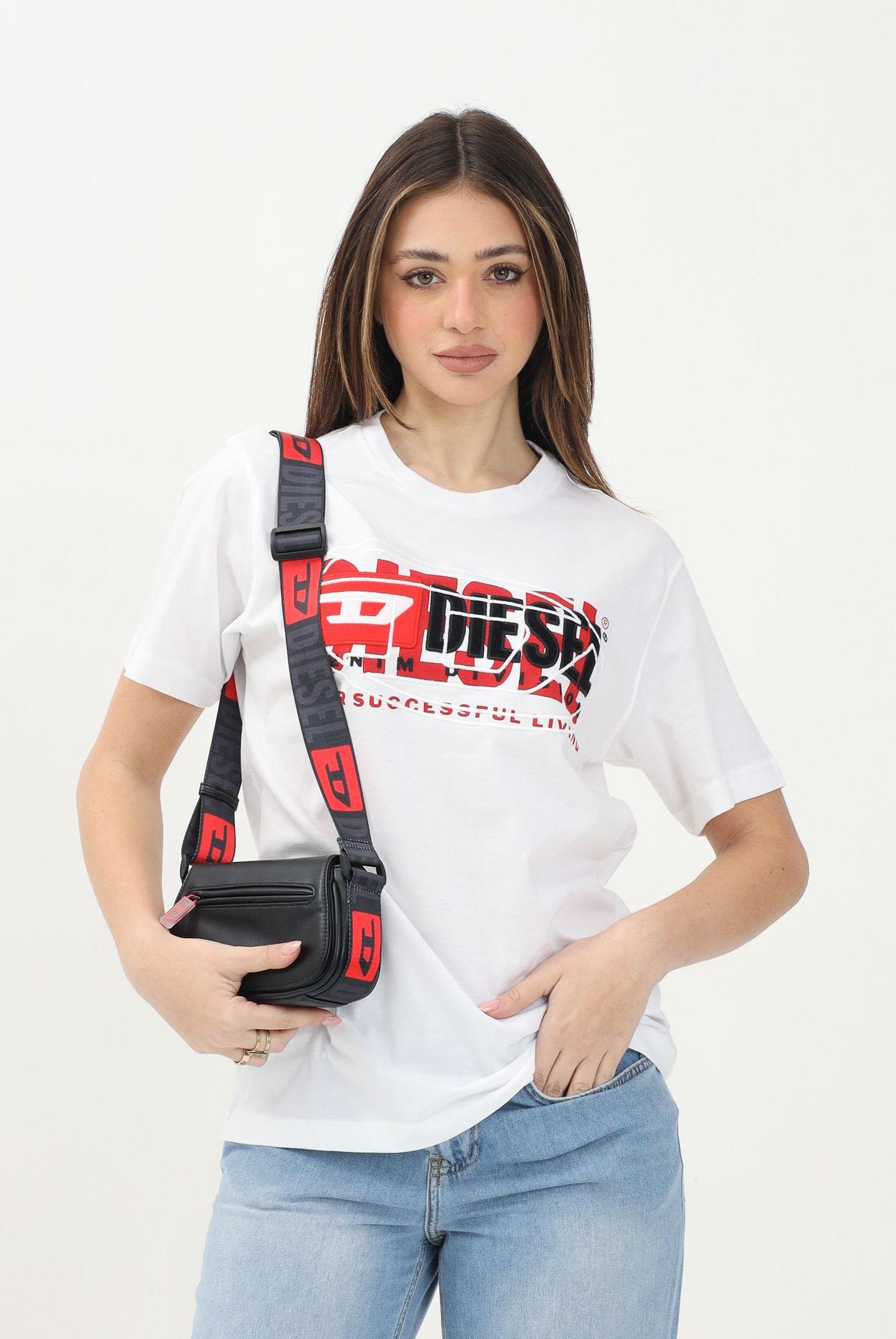 DIESEL T-shirt a manica corta Tboxt Over bianca per donna, bambini e ragazzi J0225100YI9 K100 DIESEL