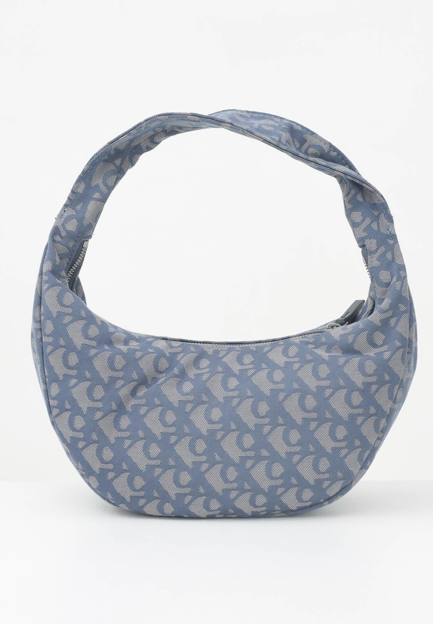 CALVIN KLEIN Borsa a spalla blu da donna con motivo jacquard all-over LV04F3206G ZYX CALVIN KLEIN