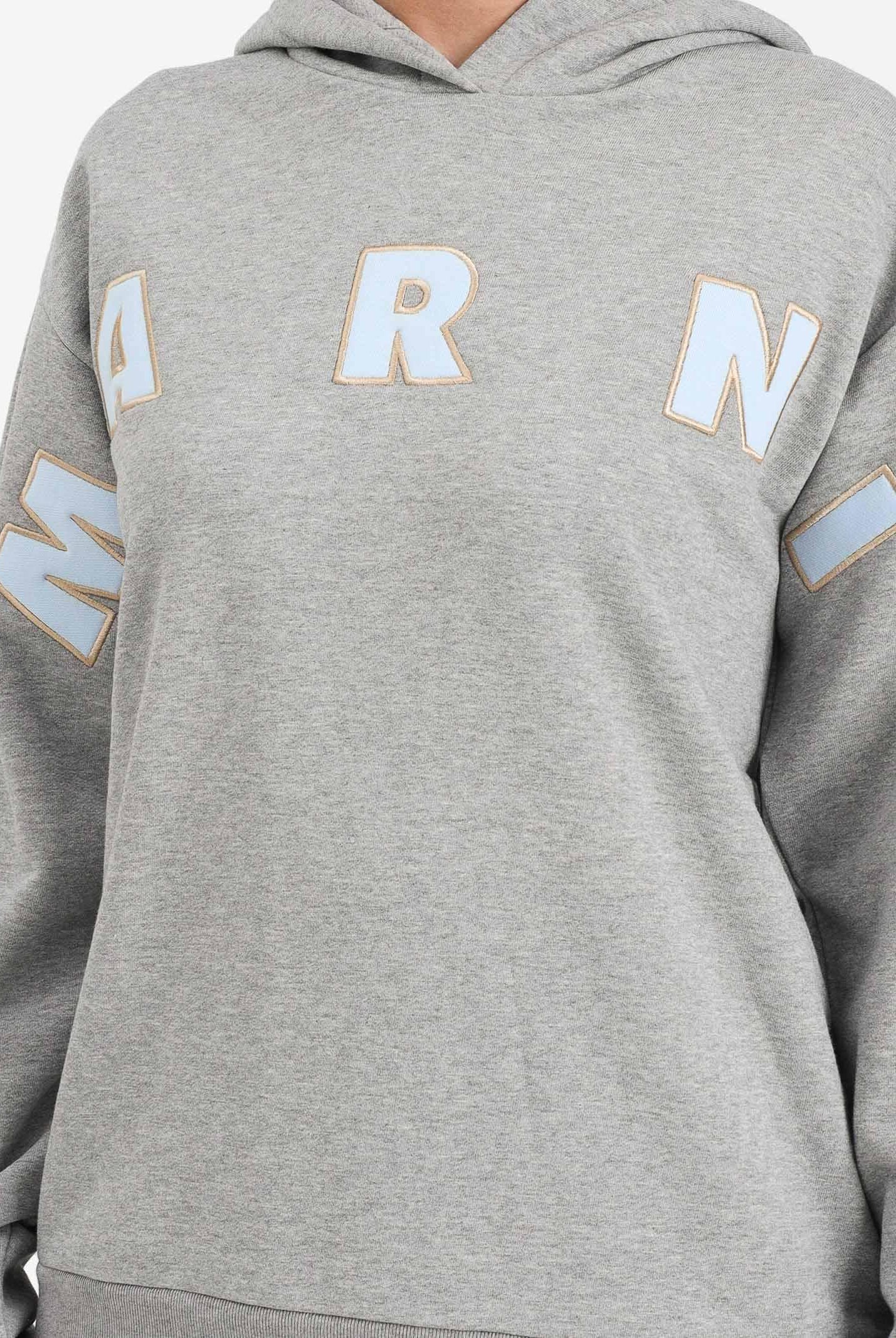 MARNI Felpa con cappuccio grigia per donna, ragazzi e bambini rifinita da logo Patch Marni ricamato M01266M00V0 0M923 MARNI