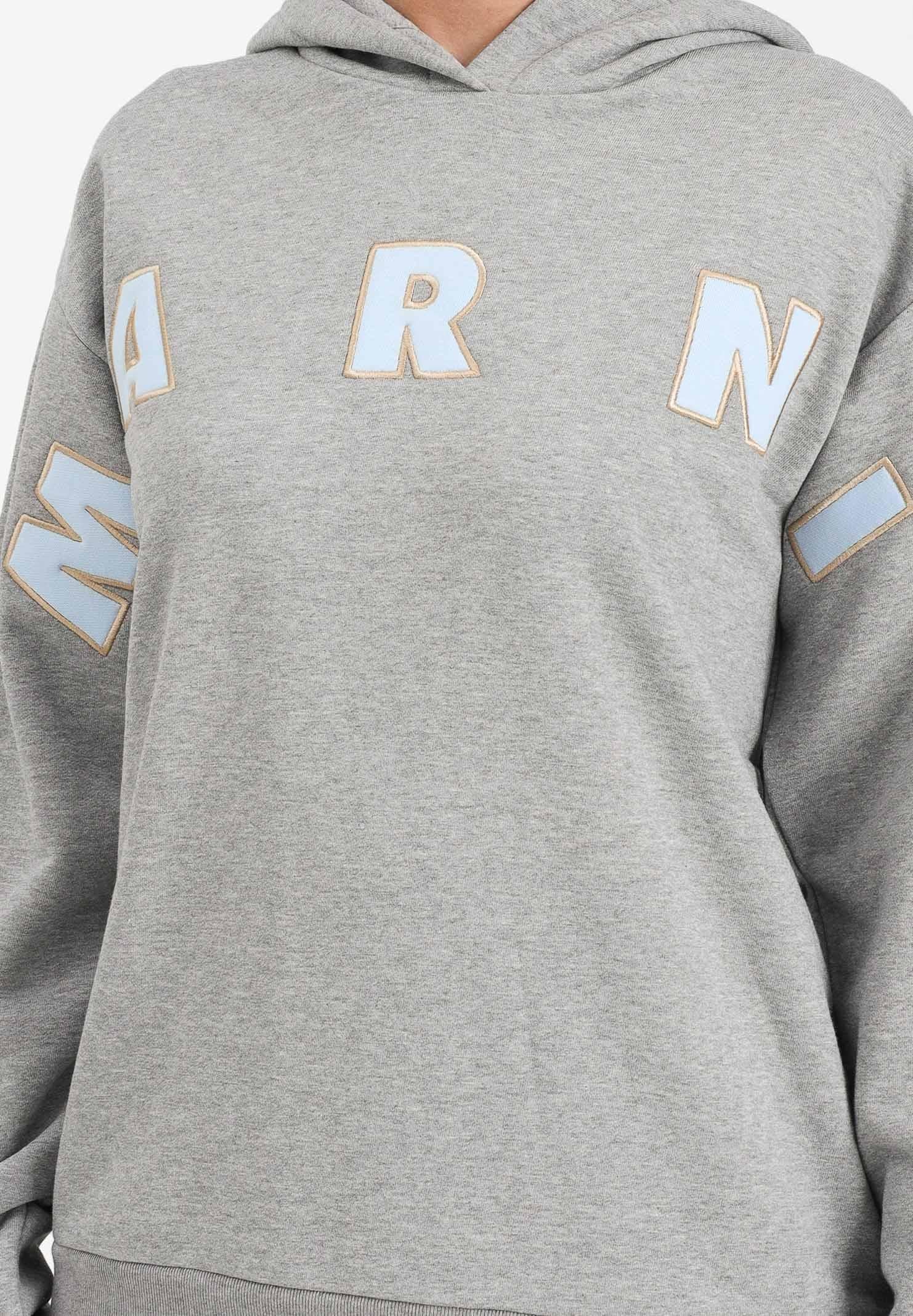 MARNI Felpa con cappuccio grigia per donna, ragazzi e bambini rifinita da logo Patch Marni ricamato M01266M00V0 0M923 MARNI
