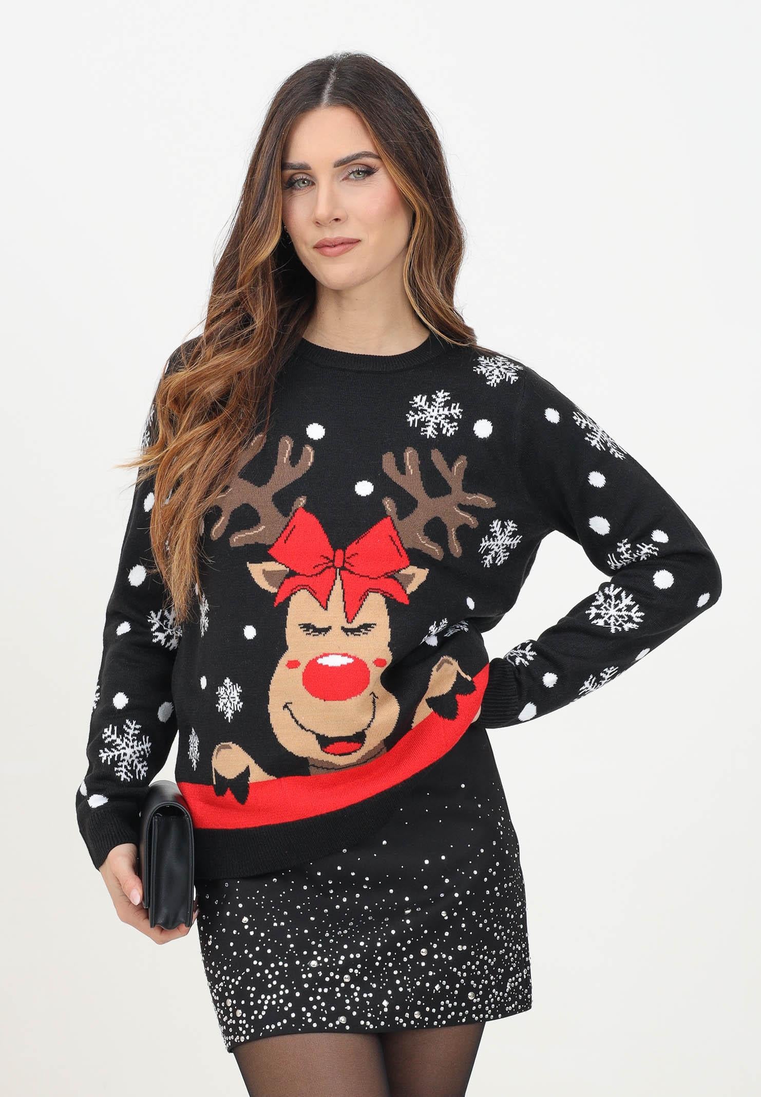 JDY Maglioncino girocollo nero da donna con renna 15238375 Black JDY