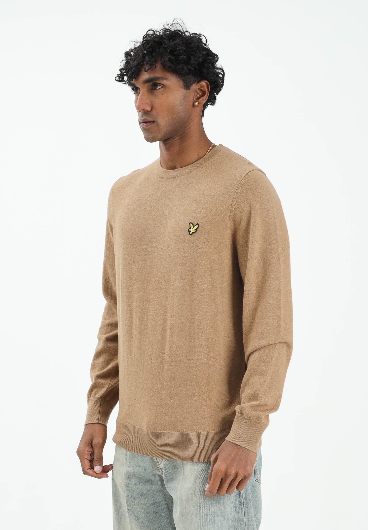 LYLE & SCOTT Maglioncino girocollo beige da uomo KN2110VC X851 LYLE & SCOTT
