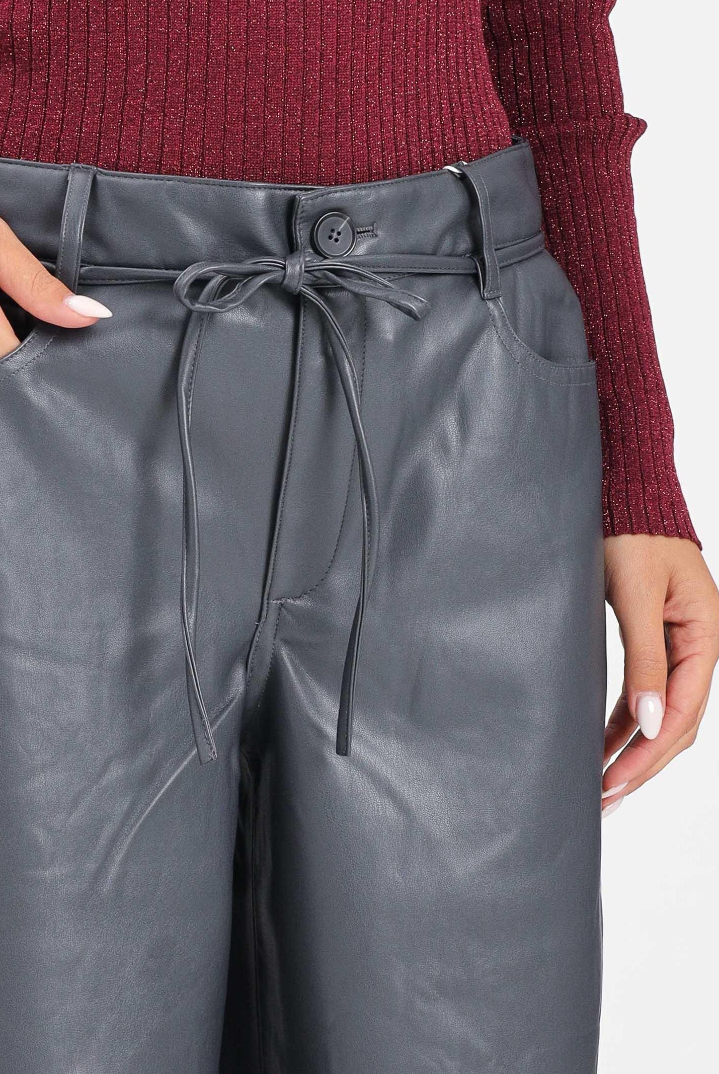 ONLY Pantalone in eco-pelle color grigio da donna 15351275 BlackenedPearl ONLY