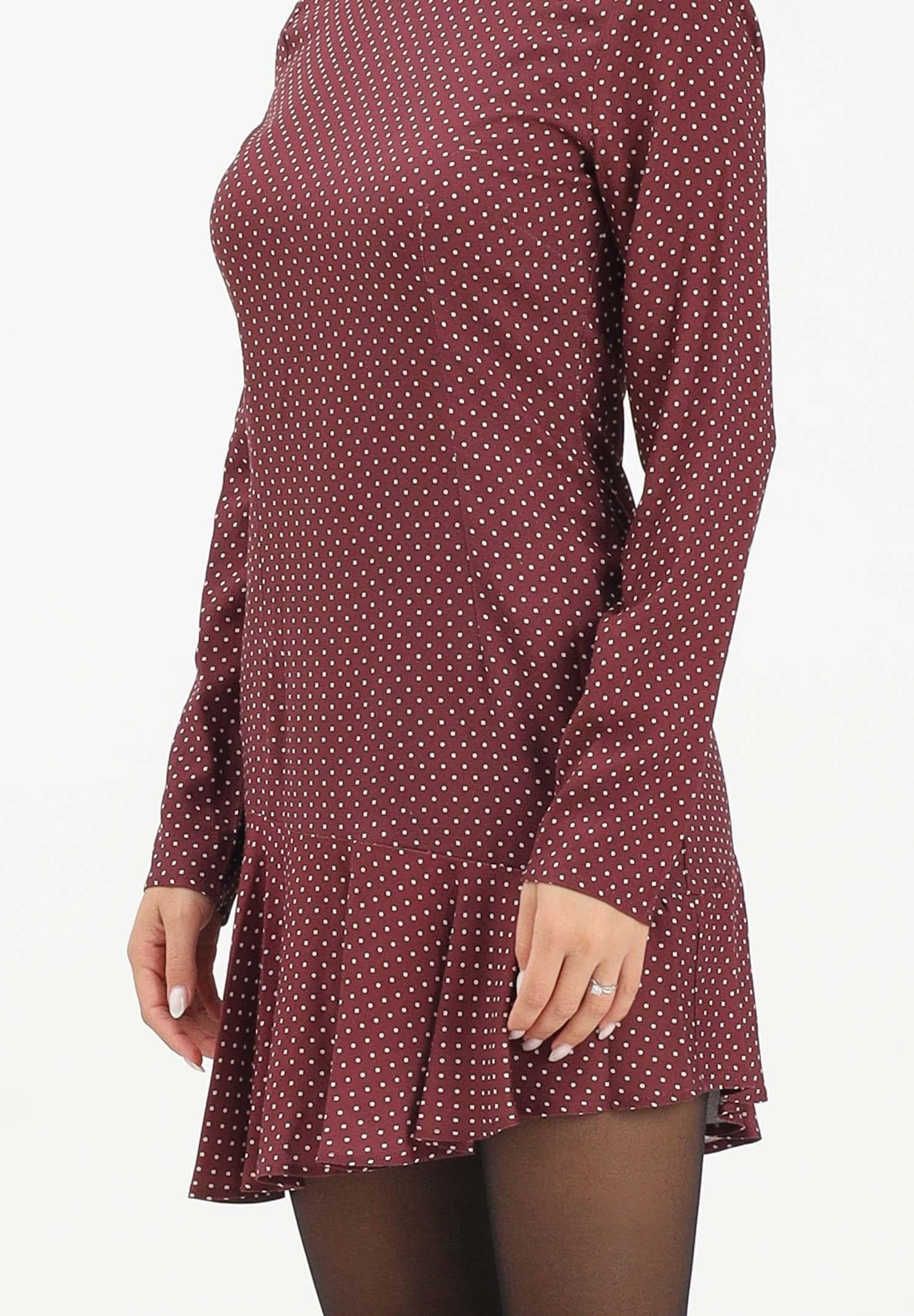 MAR DE MARGARITAS Abito corto Astrid bordeaux da donna con micro fantasia a pois MMABW01273 RS19 Mar de margaritas