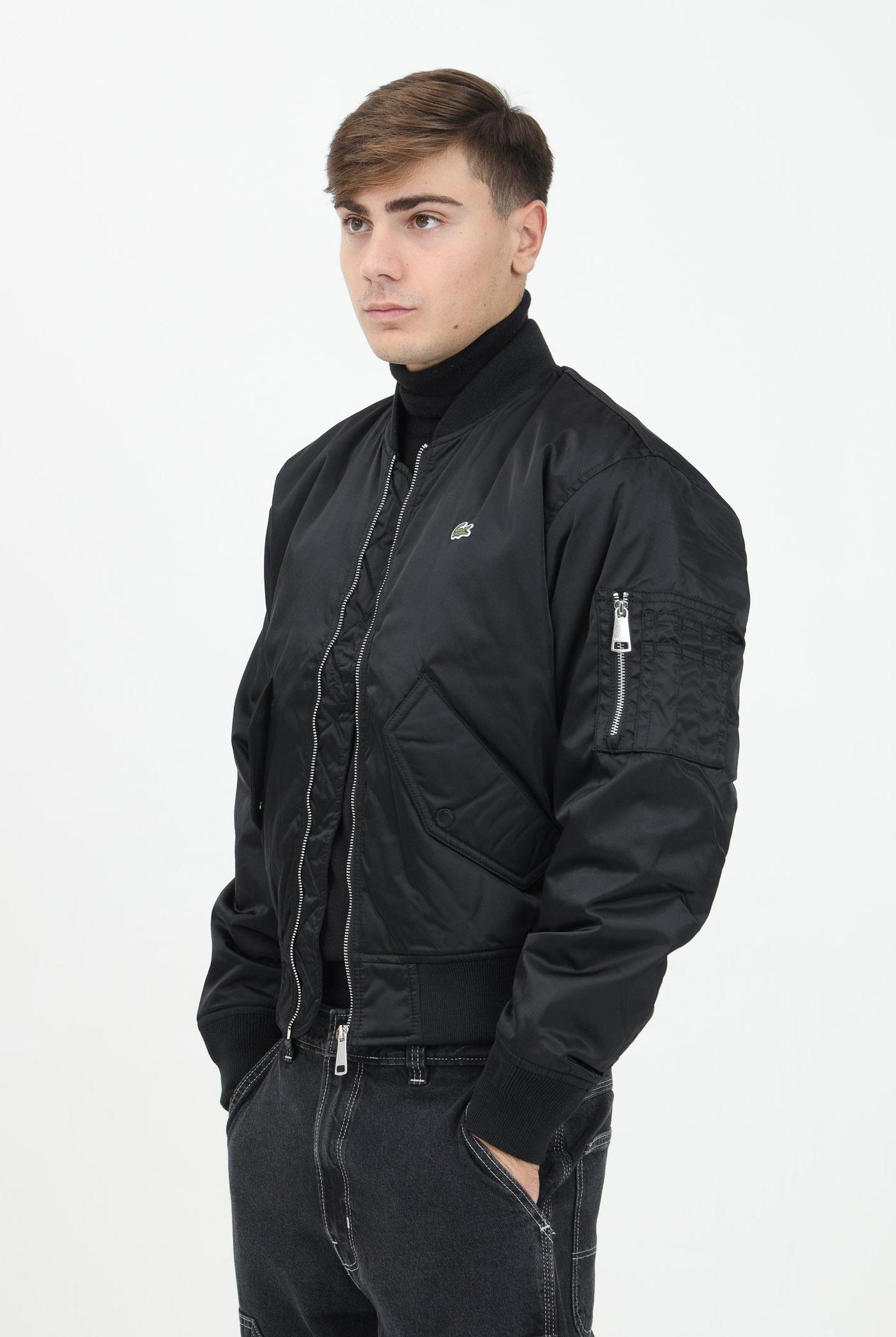 Bomber nero da uomo con logo BH2899 031 LACOSTE