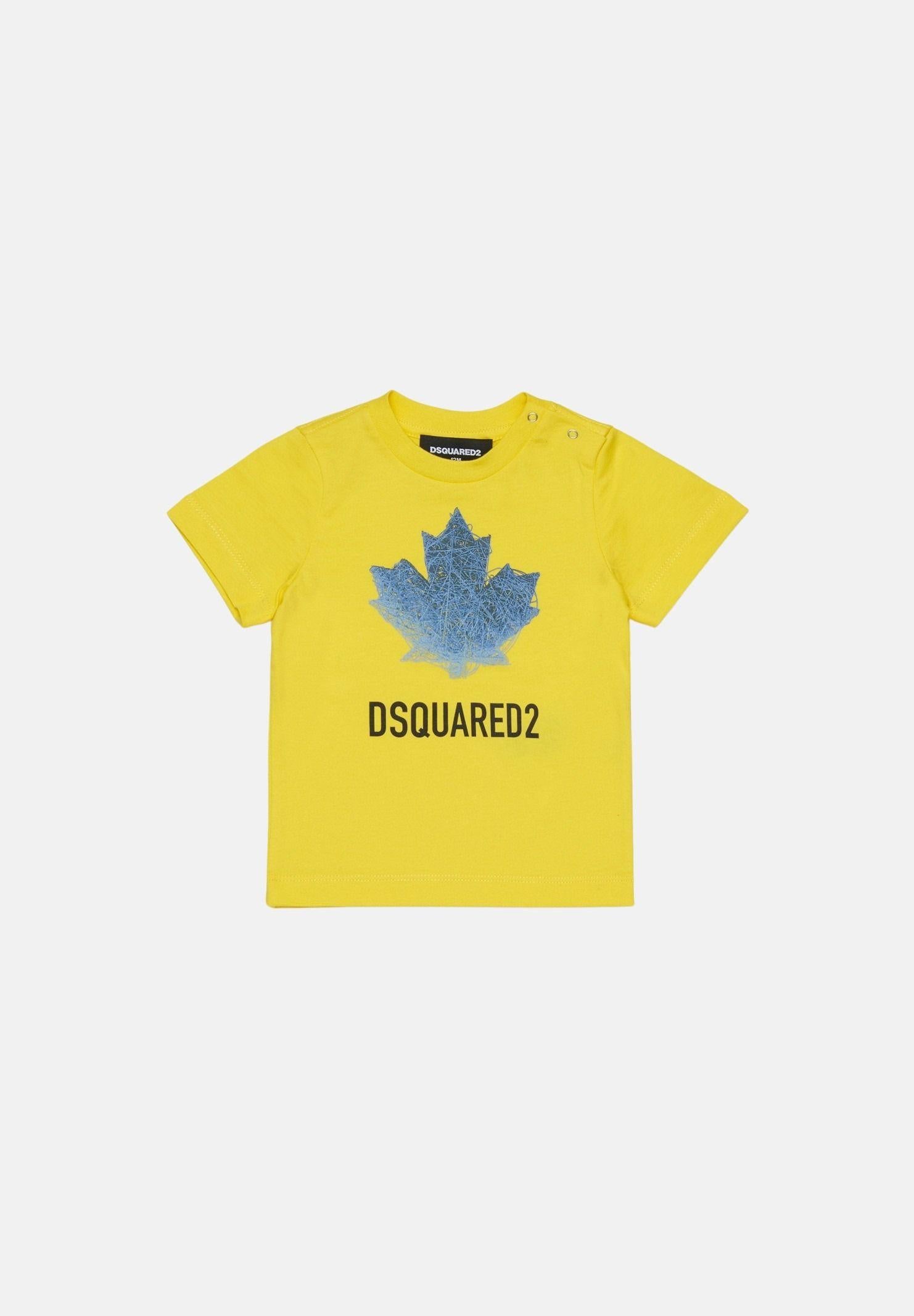 DSQUARED2 T-shirt a manica corta gialla da neonato con stampa DQ3278D00XM DQ220 DSQUARED2